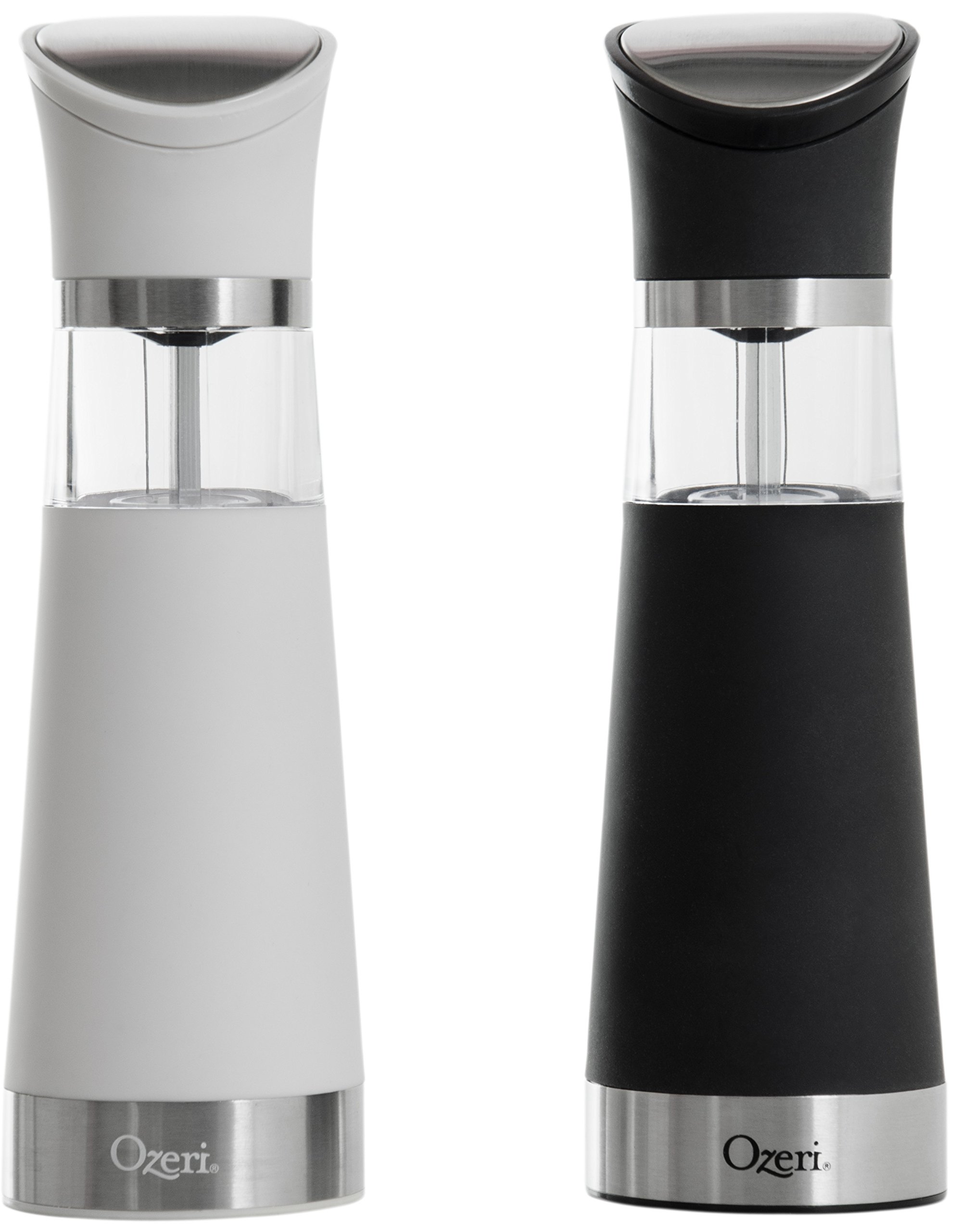 Ozeri Graviti Pro Electric Salt and Pepper Grinder Set - BPA-Free Automatic Spice Mill with LED Light for Kitchen, Dining Table & Outdoor Cooking