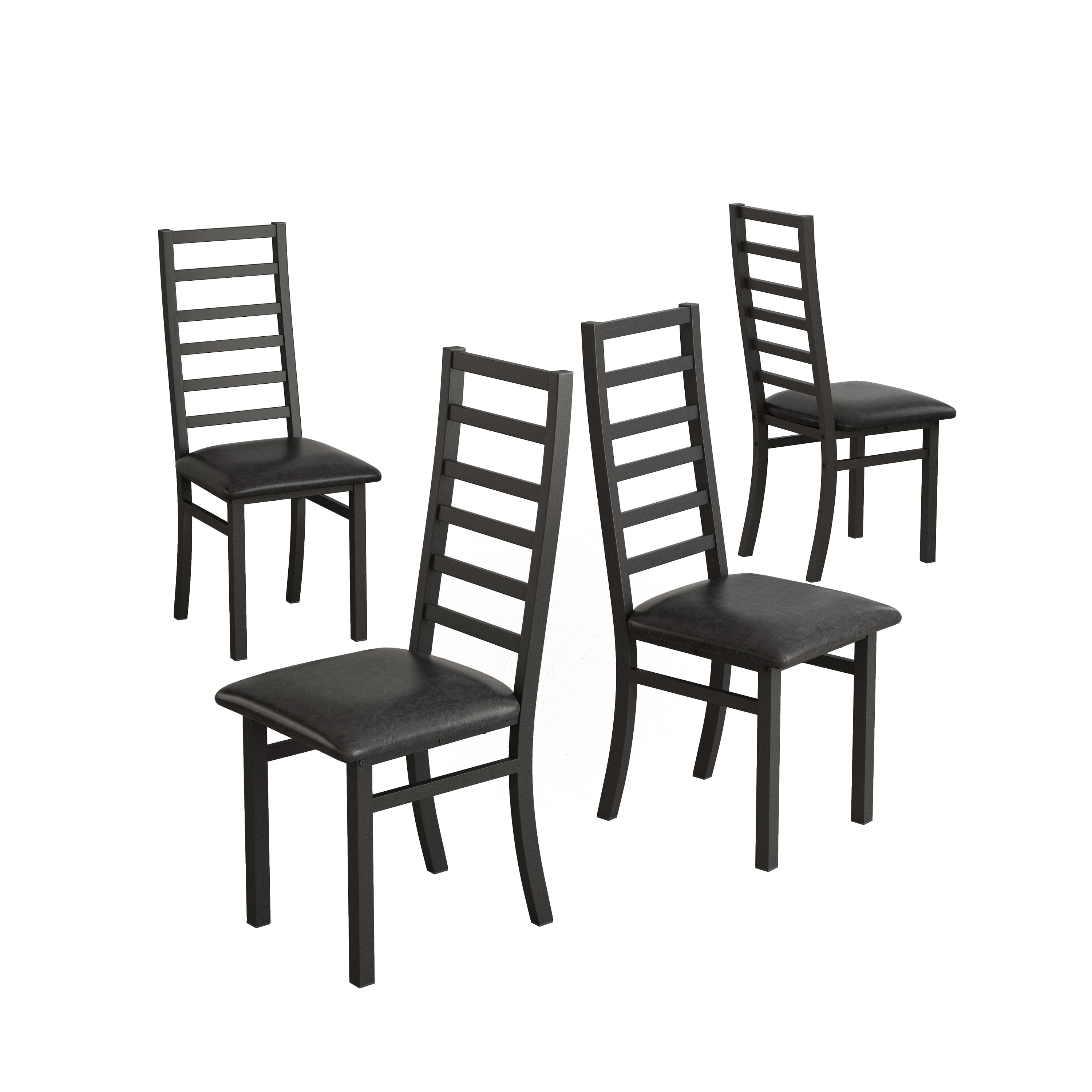 47 Inch Black Tulip Dining Table Set for 4 with Matching Chairs - Perfect for Small Spaces, Dining Rooms & Coffee Shops | Modern Kitchen Furniture for Compact Homes & Cafes