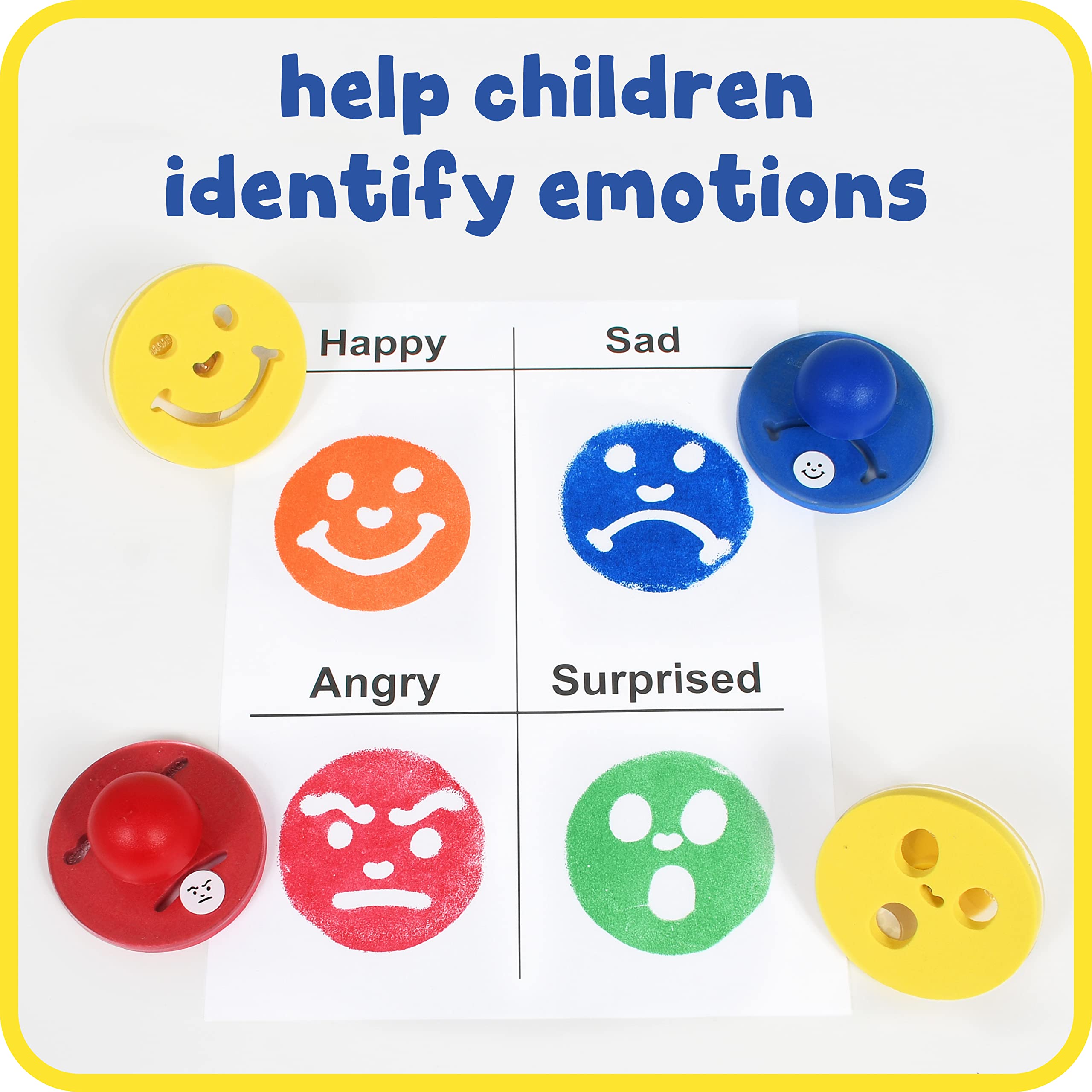 READY 2 LEARN Giant Feelings Stampers Set of 10 - Easy Grip Foam Stamps for Kids Arts & Crafts - Perfect for Classroom Posters, DIY Projects, Birthday Cards & Scrapbooking