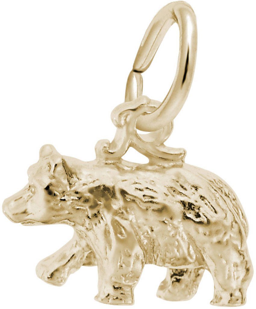 14K Yellow Gold Black Bear Small Charm Pendant - Perfect for Necklaces, Bracelets & Gifts for Nature Lovers