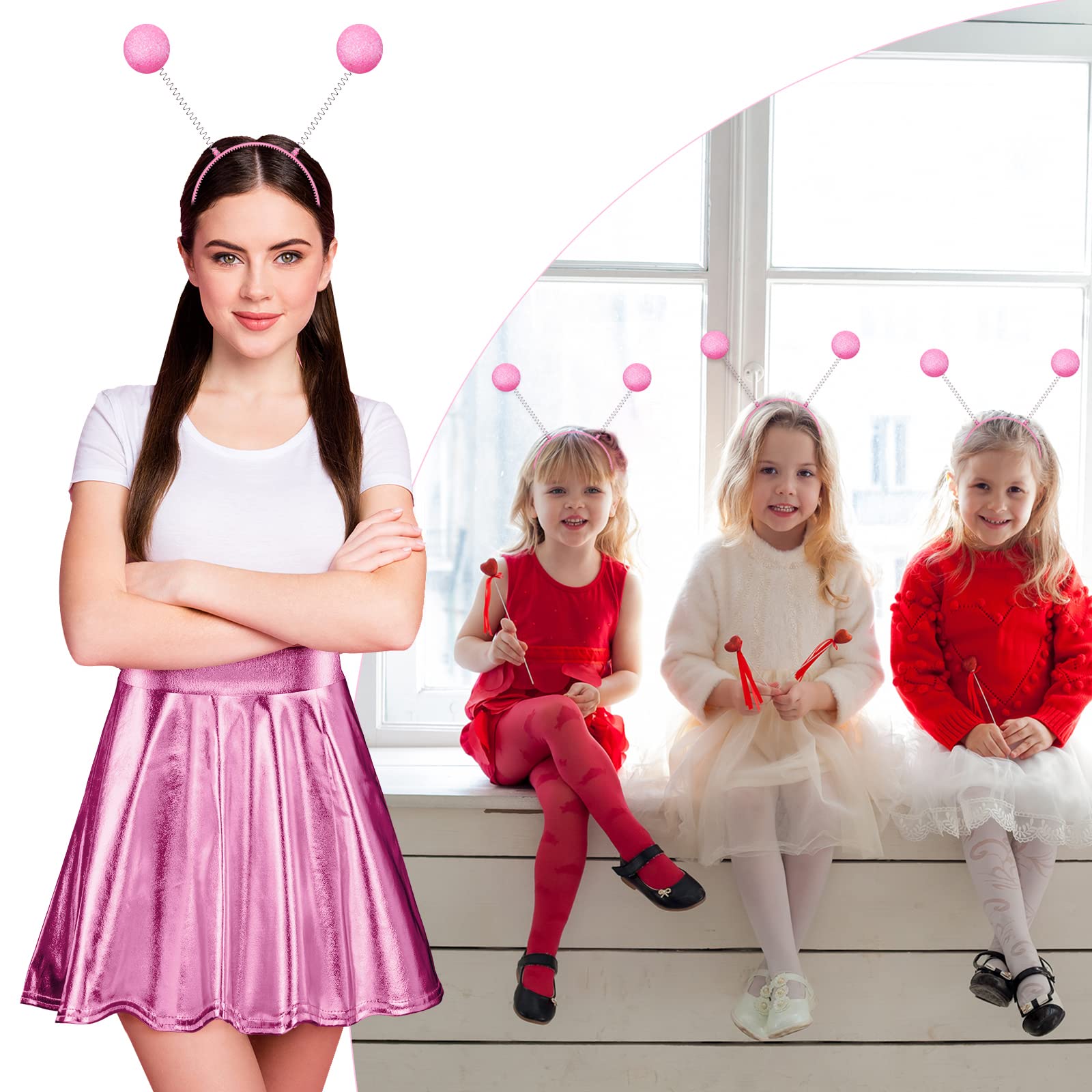 Alien Headband & Metallic Flared Pleated Skater Skirt - Halloween Costume Accessories for Women & Teens | Perfect for Cosplay, Costume Parties & Themed Events
