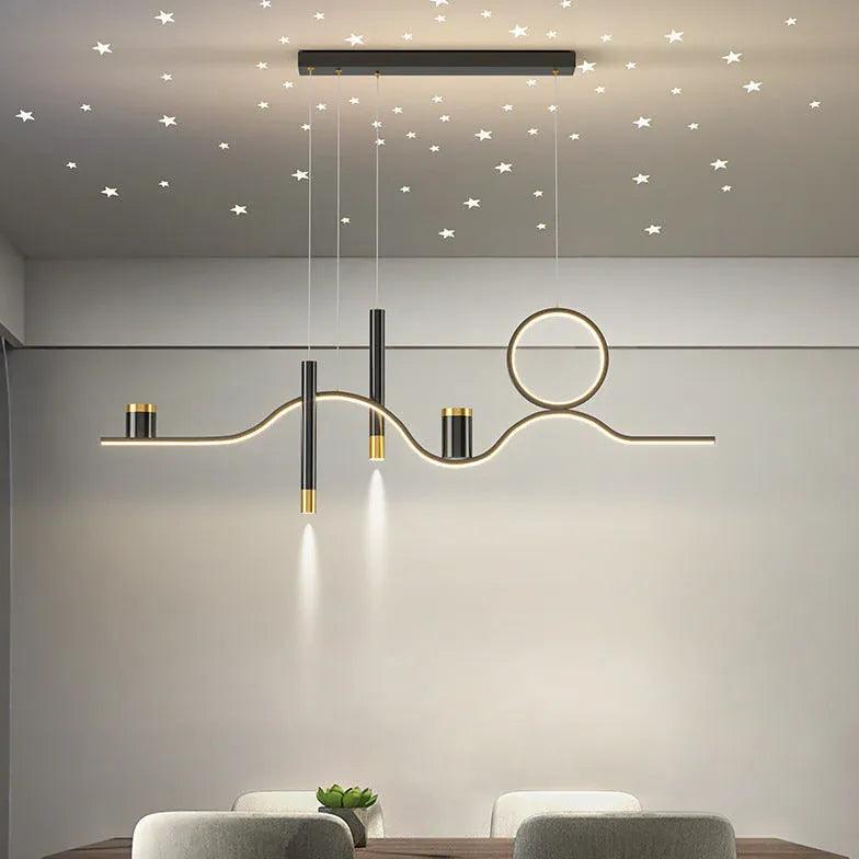 Modern Black LED Pendant Light for Kitchen Island & Dining Room - Energy Efficient Hanging Light Fixture with Adjustable Height, Perfect for Home & Office Decor
