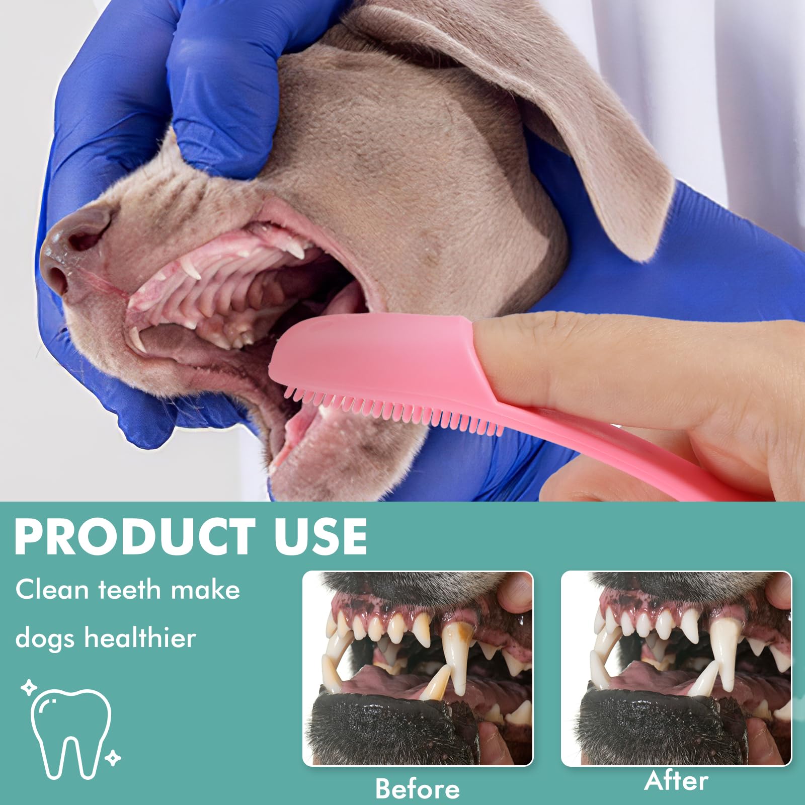 4 Pack Dog Finger Toothbrush Set - Soft Bristle Pet Dental Care Kit for Dogs & Cats - Food Grade Silicone Finger Brush Fits Most Sizes - Perfect for Daily Teeth Cleaning & Oral Hygiene at Home