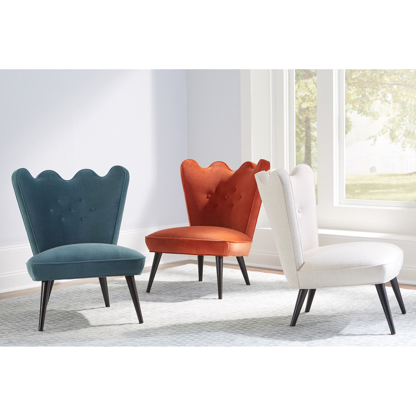 Ripple Slipper Chair - Comfortable Modern Accent Chair for Living Room, Bedroom & Office - Perfect for Reading Nook, Lounge Area or Small Space Decor