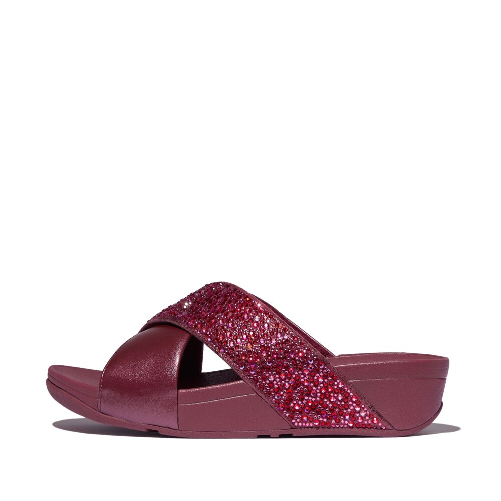 FitFlop Lulu Crystal Mix Slide Sandals for Women - Comfortable Orthopedic Flip Flops with Arch Support | Perfect for Beach, Pool, and Summer Vacations