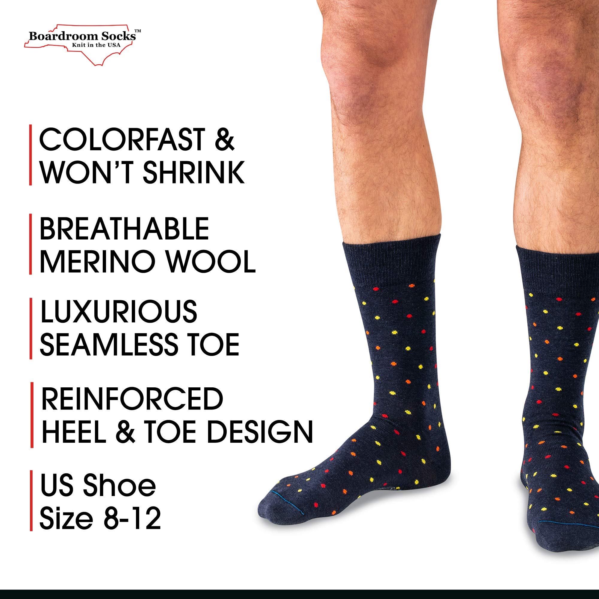 Premium Merino Wool Mid-Calf Dress Socks for Men - Breathable, Soft & Stylish Patterned Socks - Perfect for Business, Office & Formal Occasions