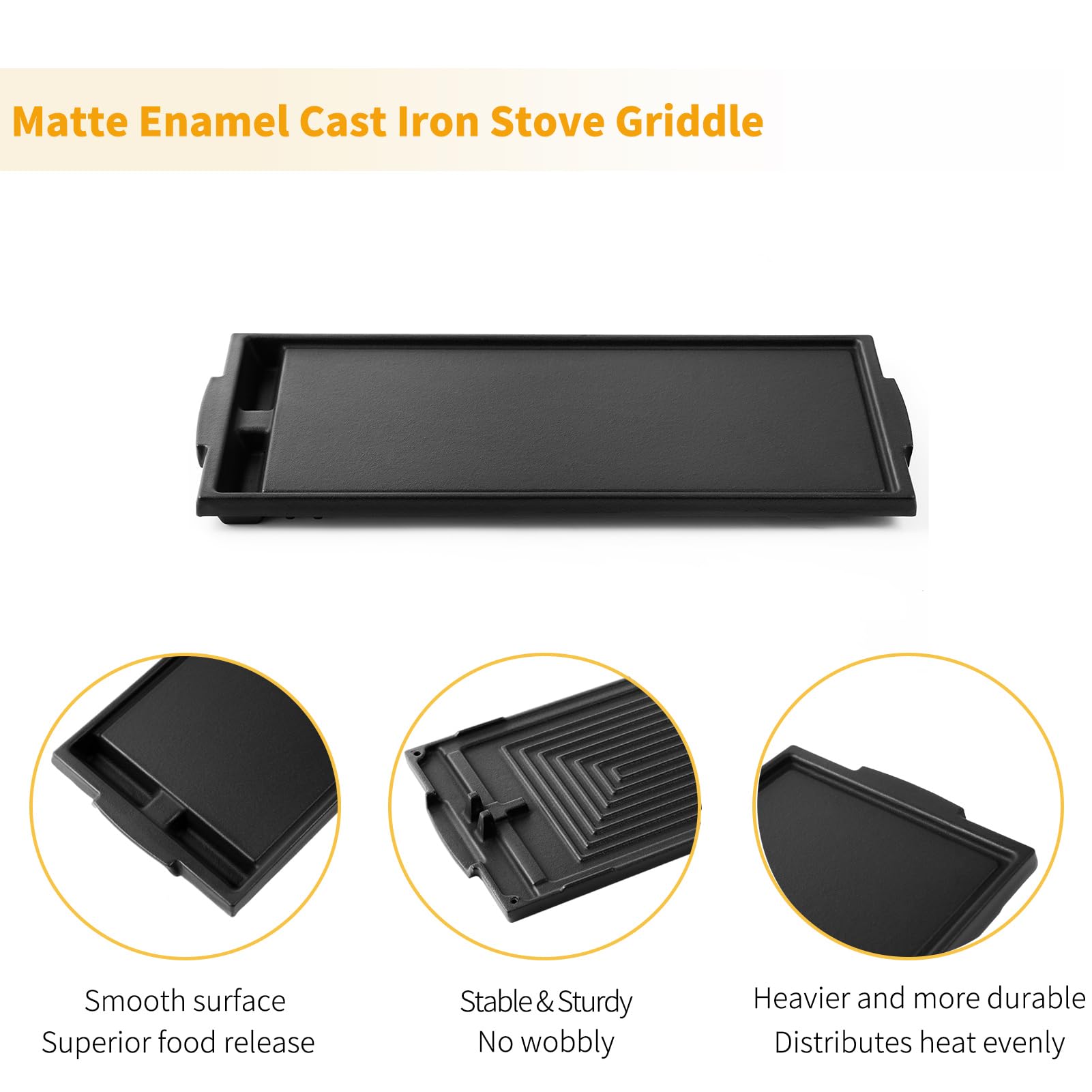Whirlpool Stove Griddle Replacement Parts - Cast Iron Griddle Plate W10432544, Compatible with Kenmore, Maytag, Jenn Air, Kitchenaid Range (1 Pack) - Perfect for Pancakes, Burgers & Flat Top Cooking