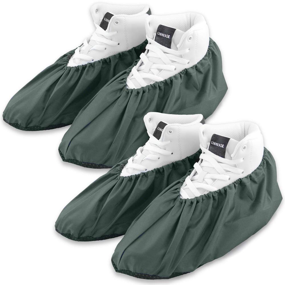 Waterproof Reusable Shoe Covers for Contractors - Non-Slip Washable Boot Protectors (2 Pairs, Large, Grey) - Keep Floors & Carpets Clean for Real Estate, Construction & Home Use