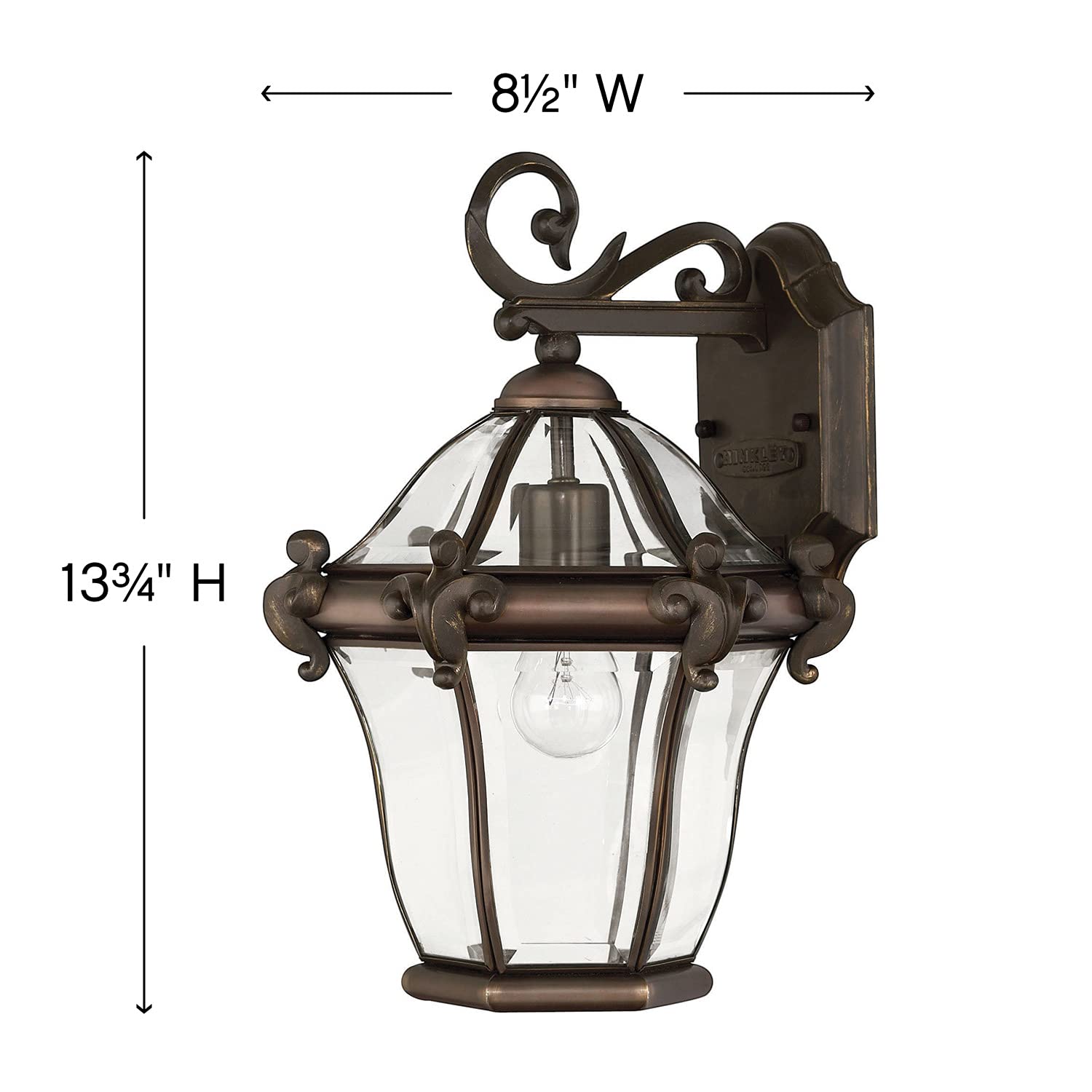 Hinkley San Clemente Traditional One Light Small Outdoor Wall Mount - Copper Bronze Finish for Porch, Patio, and Exterior Entryway Lighting