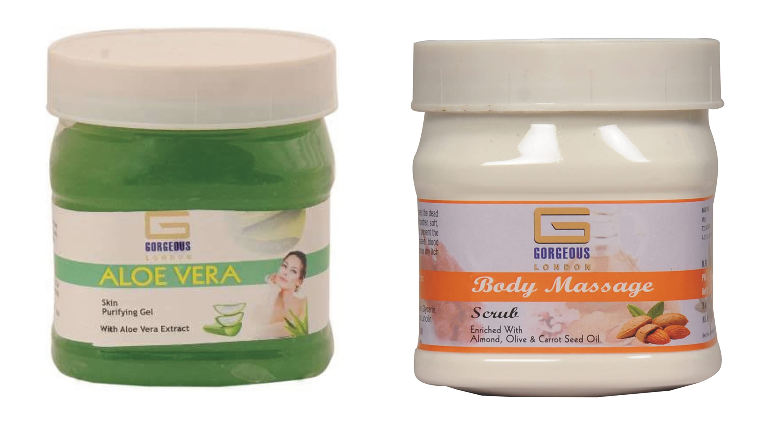 Organic Aloe Vera Gel & Exfoliating Body Scrub Set - 2 Pack (450ml Each) for Hydration, Skin Repair & Spa-Like Relaxation at Home
