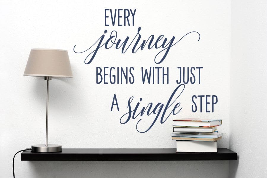 Every Journey Begins with a Single Step Vinyl Wall Art - Motivational Quote Decals for Home & Office - 23x19 Inch Inspirational Wall Decals in Deep Blue - Perfect for Living Room, Bedroom, or Workspace Decor