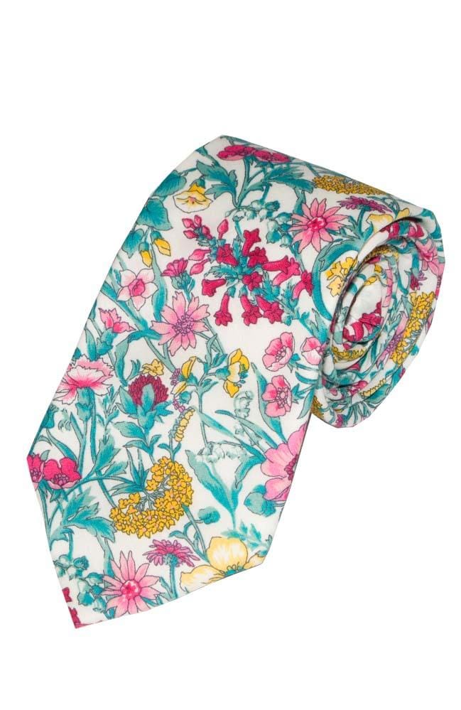 LA Smith Rachel Pink Cotton Tie - Premium Liberty Fabric for Men & Women - Perfect for Weddings, Parties & Formal Events