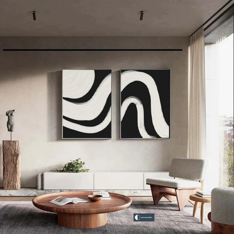 Abstract Tranquility Set of 2 Wall Art Paintings - Modern Minimalist Canvas Prints for Living Room, Bedroom & Office Decor #WS016