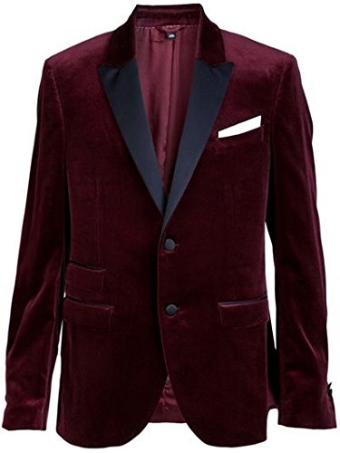 Men's Maroon Velvet Tuxedo Jacket - 2 Button Slim Fit Groom Wedding Blazer | Perfect for Weddings, Prom, Formal Events & Special Occasions