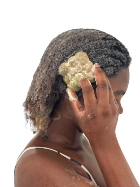 Organic Chebe Seamoss & Marshmallow Root Shampoo Bar for Hair Growth - Natural Nourishing Vegan Hair Care - Perfect for Dry, Damaged Hair & Scalp Health at Home or Travel