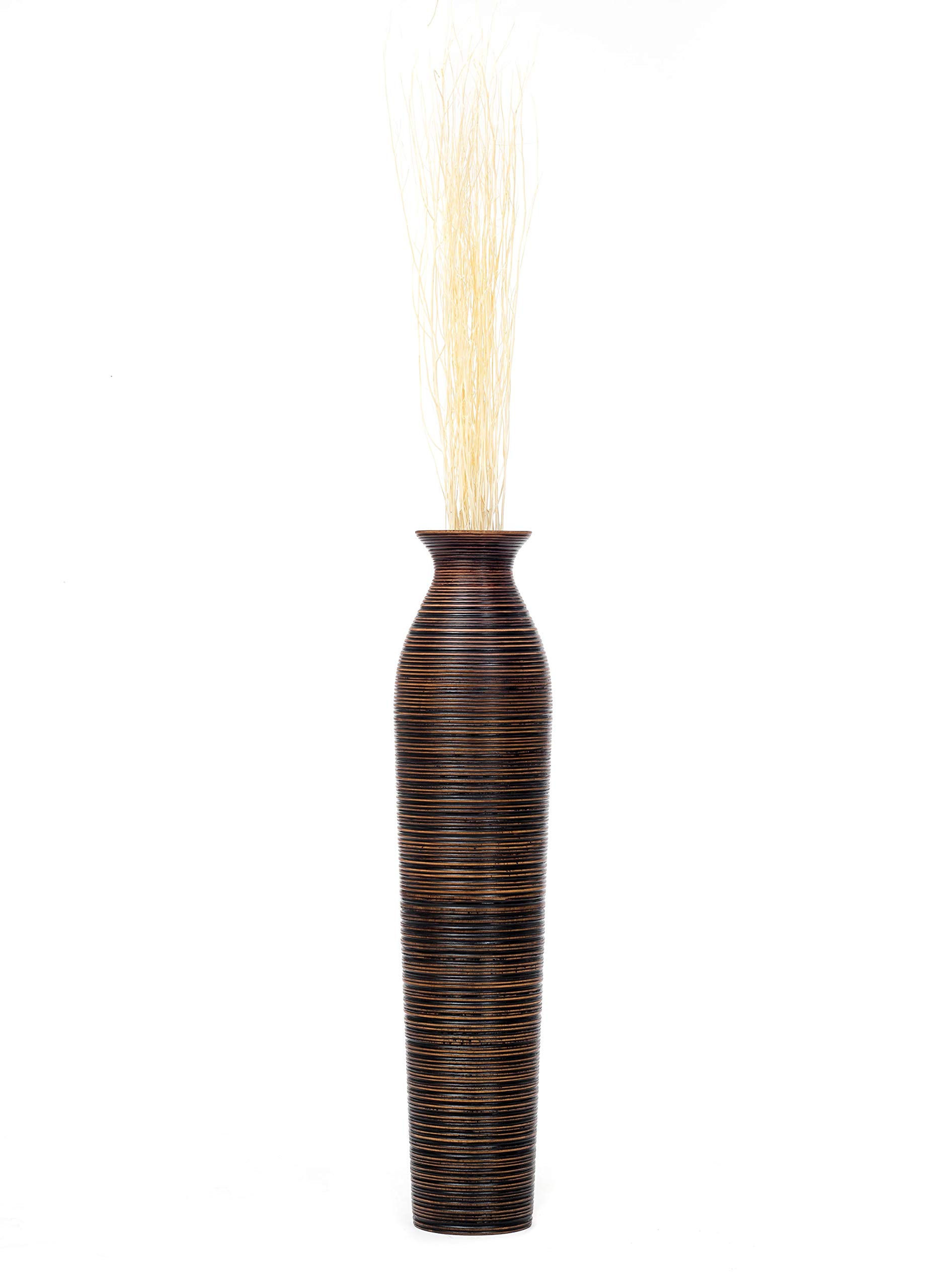LEEWADEE 36 Inch Large Wooden Floor Vase - Handcrafted Brown Flower Holder for Decorative Branches, Dried Flowers & Home Decor - Perfect for Living Room, Entryway & Wedding Centerpiece Decorations