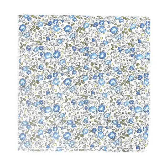 L.A. Smith Eloise Blue Floral Tie and Hank Set - Premium Liberty Fabric - Perfect for Weddings, Parties & Special Occasions