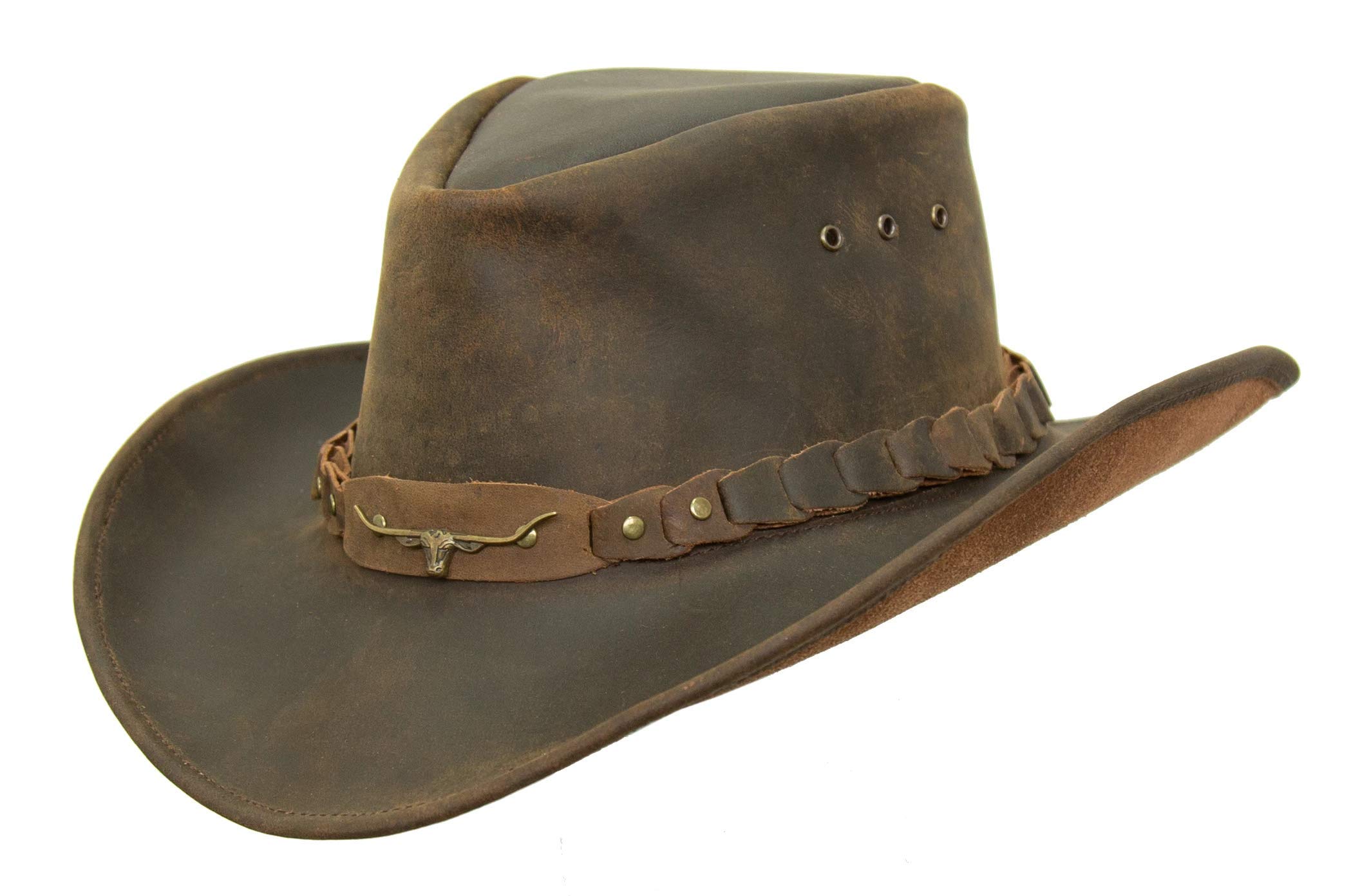 KAKADU Brumby Shapeable Leather Hat for Men & Women - Adjustable Outback Cowboy Hat for Sun Protection, Outdoor Adventures, and Country Fashion