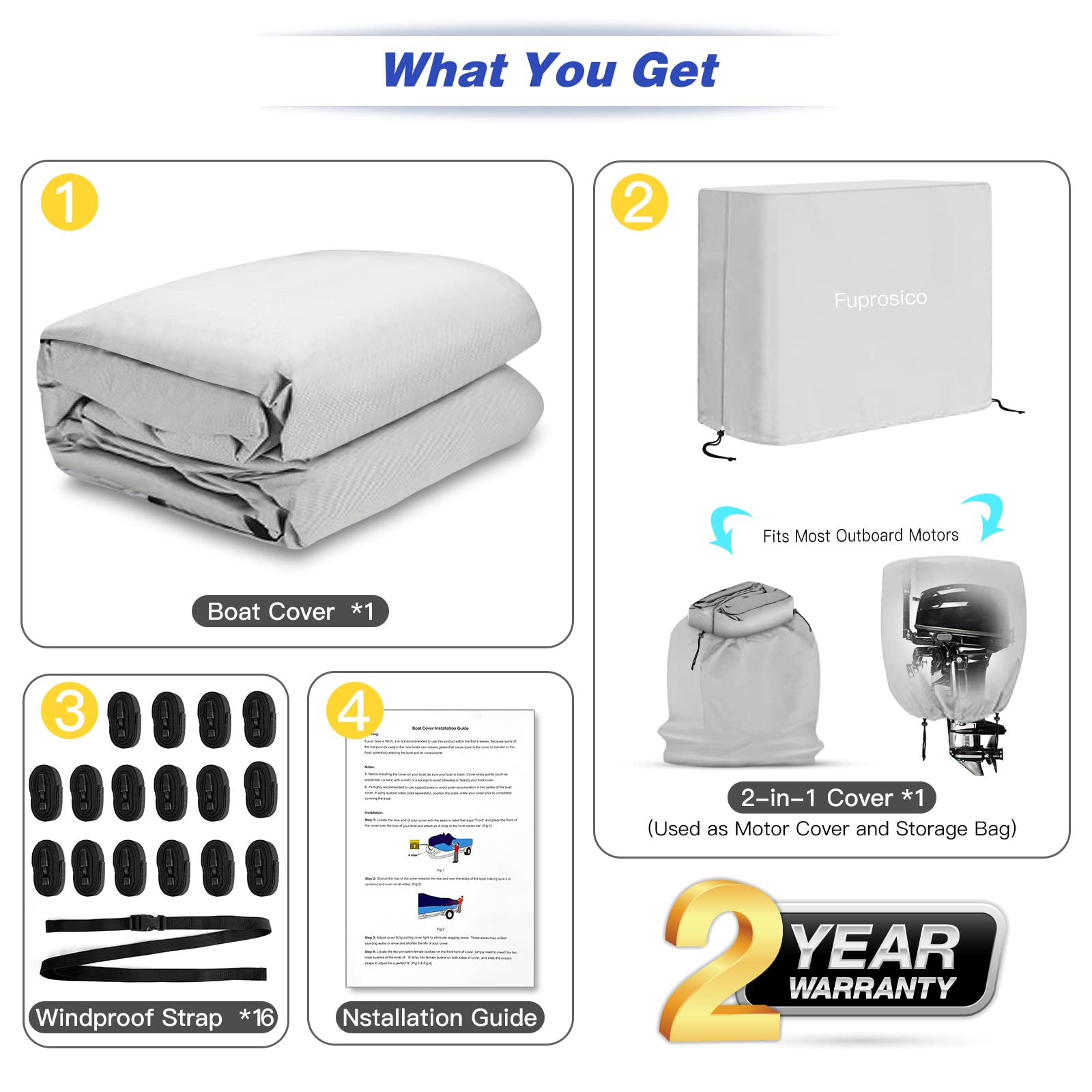 1200D Heavy Duty Waterproof Pontoon Boat Cover - Universal Fit for 25-28ft Boats with Motor Protection, UV Resistant, Gray - Perfect for Outdoor Storage & Marine Use