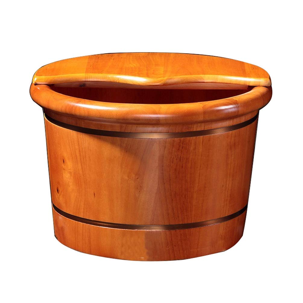 Wooden Foot Soaking Bucket with Cover - Spa Foot Bath Basin for Massage, Relaxation & Detox - Natural Wood Foot Soak Tub for Home Spa, Pedicure & Aromatherapy (Perfect for Self-Care & Gift Giving)