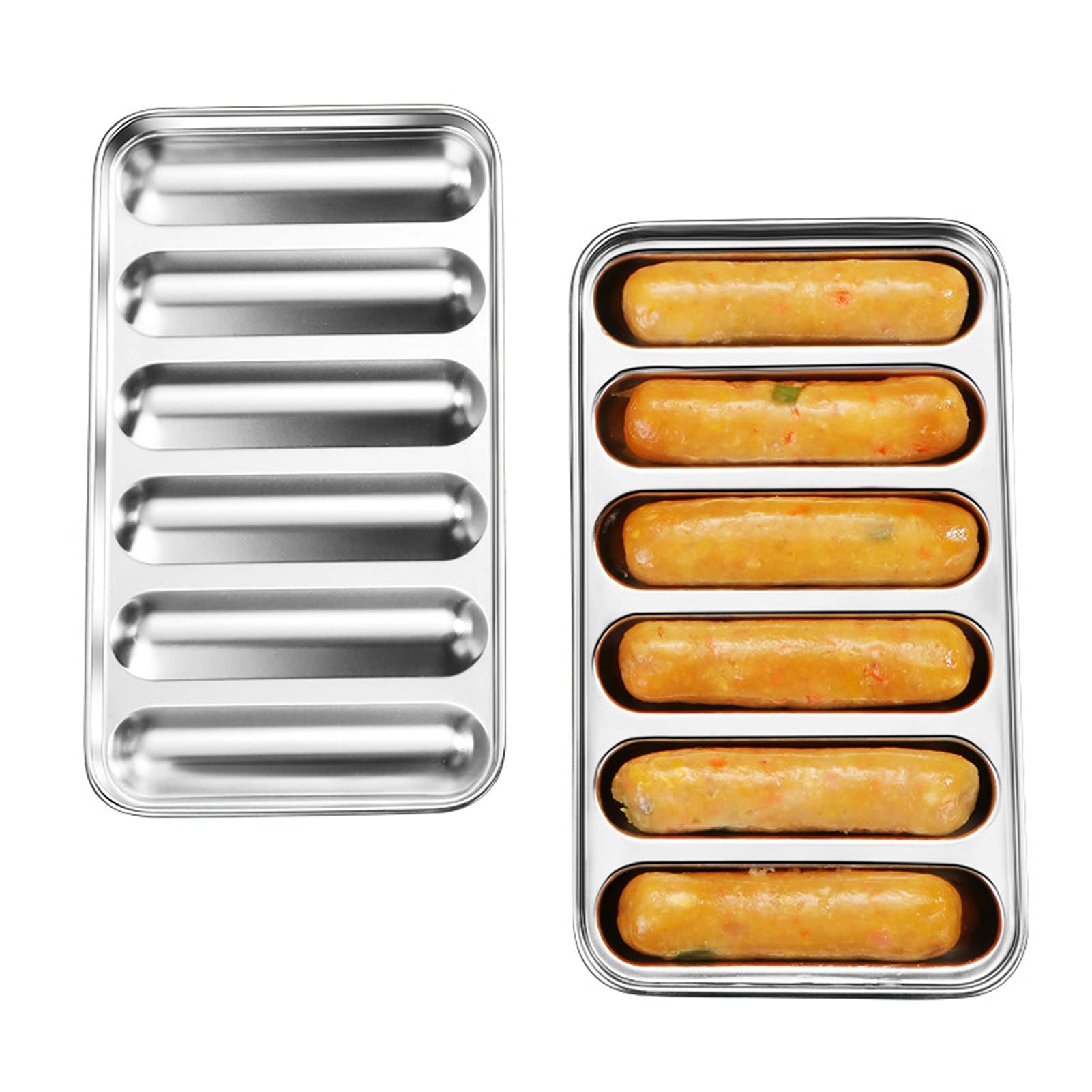 Pilipane 6-Cavity Stainless Steel Sausage Mold for Homemade Hot Dogs & Sausages - Non Stick, Oven & Steamer Safe - Perfect for DIY Sausage Making at Home, BBQ Parties, and Meal Prep
