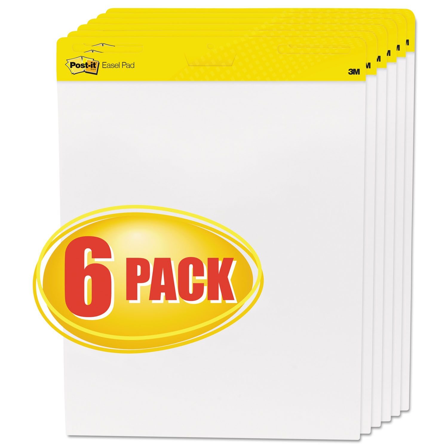 Post-it 559VAD6PK Self Stick Easel Pads, 25 x 30 Inches, White Paper, 6 Pads with 30 Sheets Each - Perfect for Office Meetings, Brainstorming & Classroom Presentations