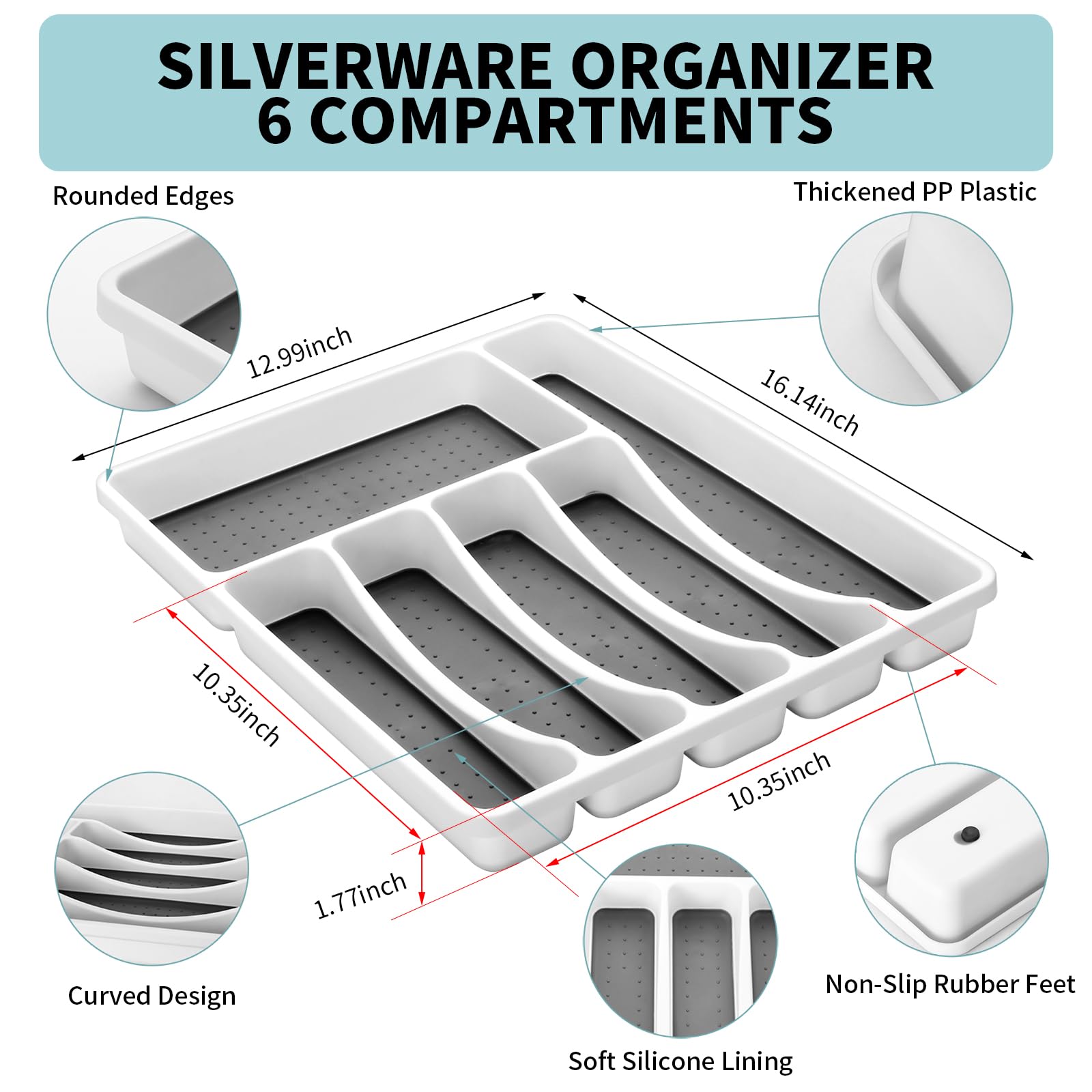 53-Piece Stainless Steel Flatware Set for 8 - Black Silverware Set with Steak Knives, Spoons, Forks & Serving Utensils - Includes Cutlery Drawer Organizer - Mirror Polished - Perfect for Dinner Parties, Restaurants & Home Dining