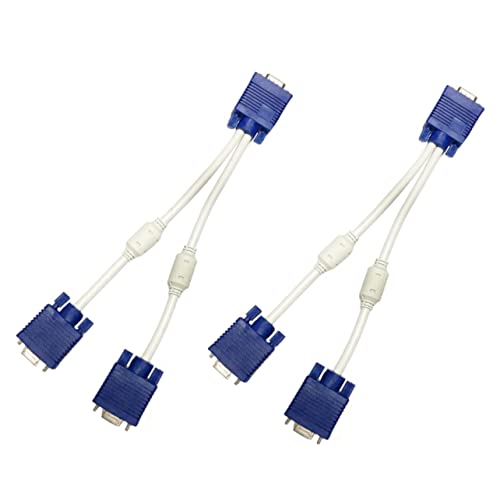 Hemobllo 2-Pack VGA Splitter Cable - High-Speed Extension Power Cord with Braided Sleeve for Dual Monitor Setup, Compatible with PC, Laptop, and Display Devices - Perfect for Office, Gaming, and Home Theater Systems