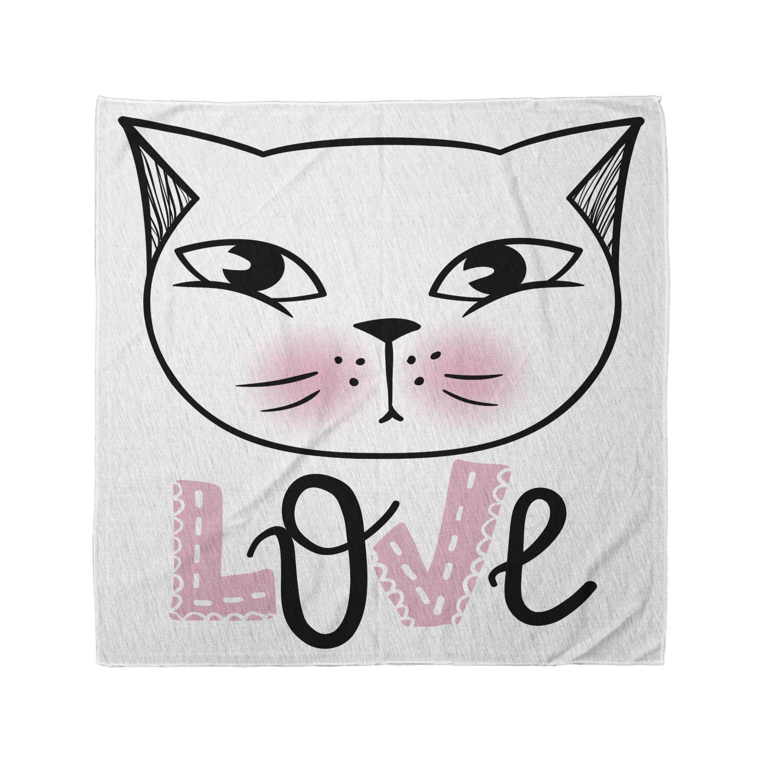 Ambesonne Cat Bandana - Cute Kitten Face & Love Typography Print, Unisex Pet Head & Neck Scarf for Dogs & Cats - Perfect for Pet Parties, Photo Shoots & Daily Wear