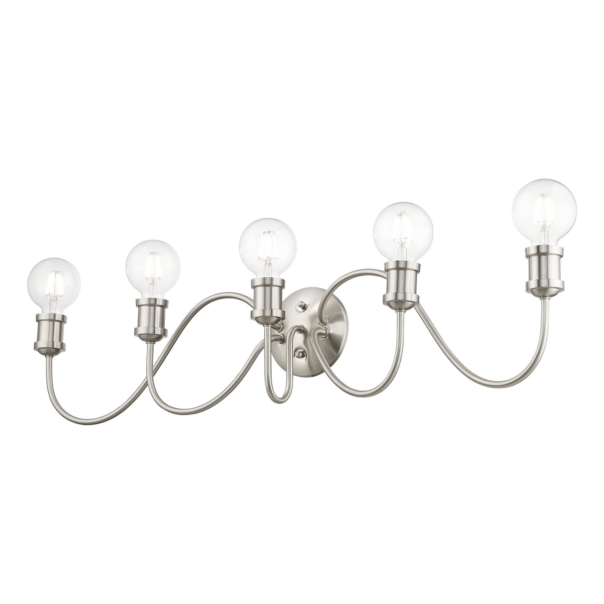 Livex Lighting 16575-91 Lansdale 5-Light Large Bathroom Vanity Sconce in Brushed Nickel - 33.5