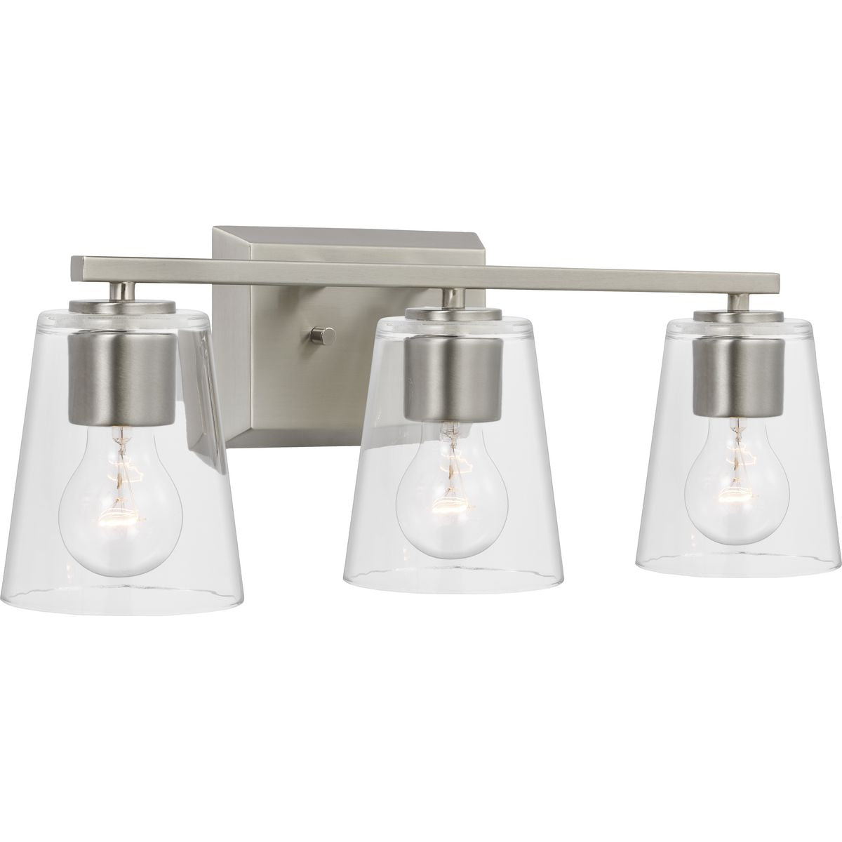 Vertex Collection 3-Light Clear Glass Bathroom Vanity Light Fixture - Perfect for Modern Bathrooms, Powder Rooms & Dressing Areas