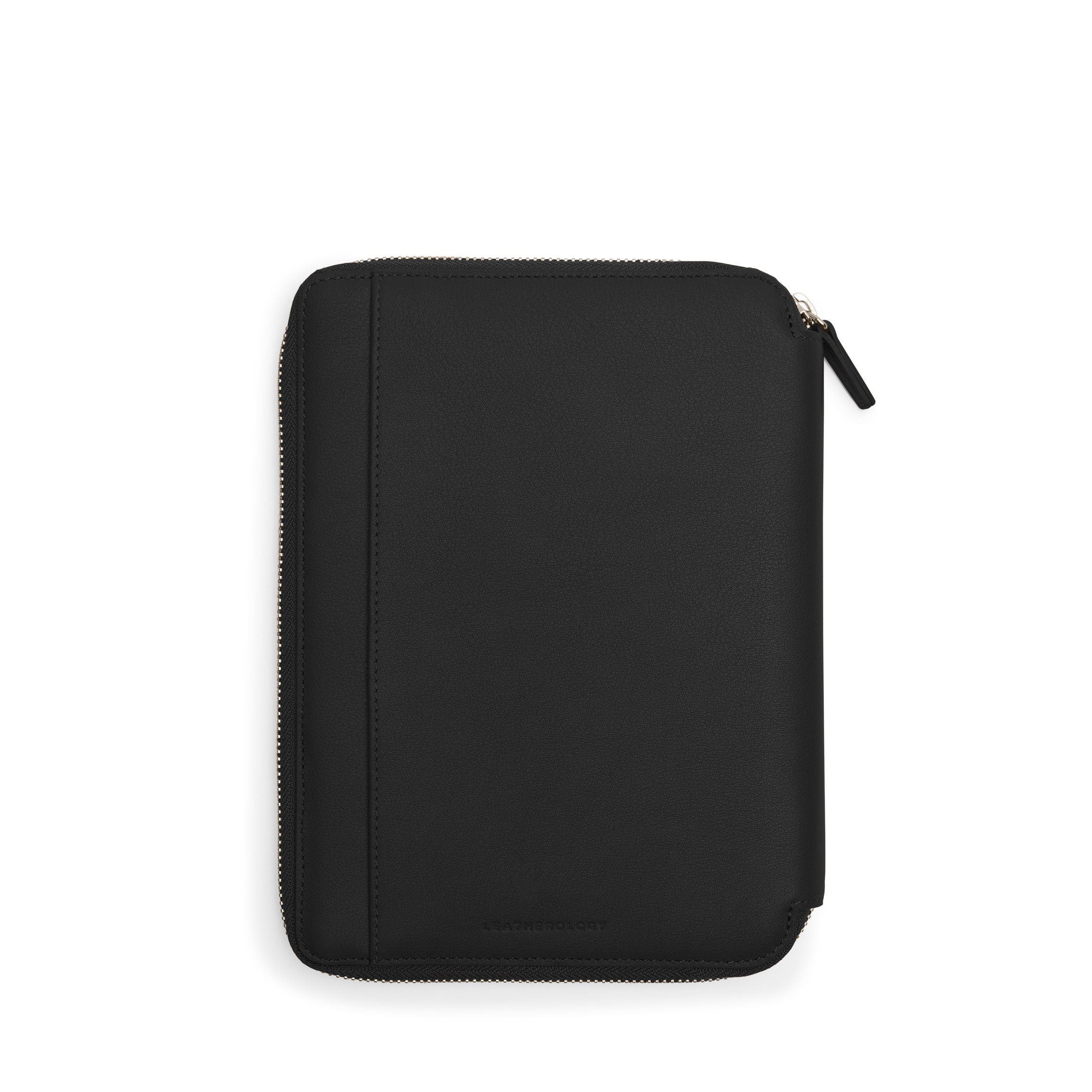 A5 Junior Zippered Padfolio - Professional Black Onyx Leather Portfolio for Students & Business - Perfect for Meetings, Interviews & School Organization