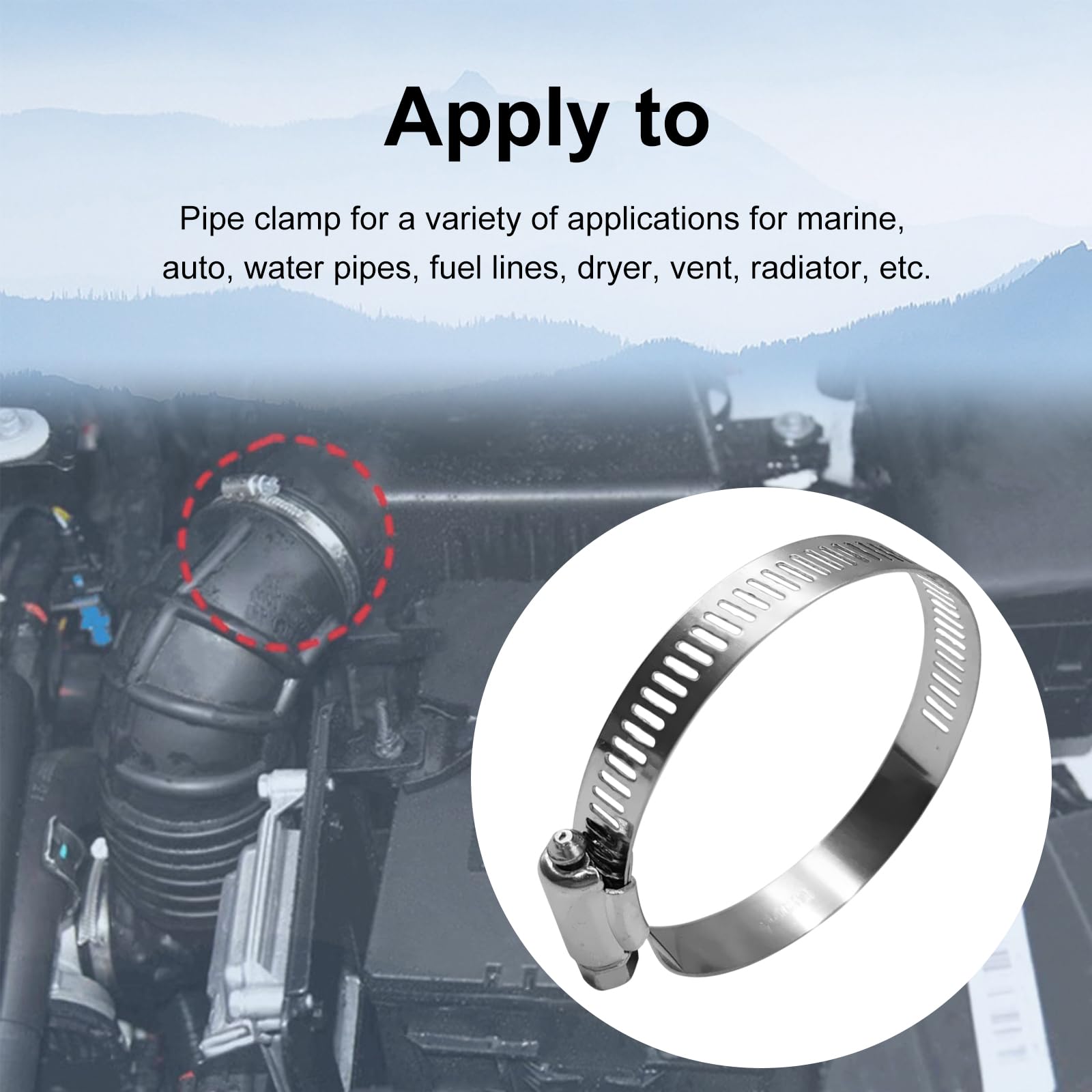 10pcs Stainless Steel Hose Clamps - Adjustable Metal Pipe Clamps for Water, Oil, Gas & Industrial Use - Perfect for Plumbing, Automotive & HVAC Applications