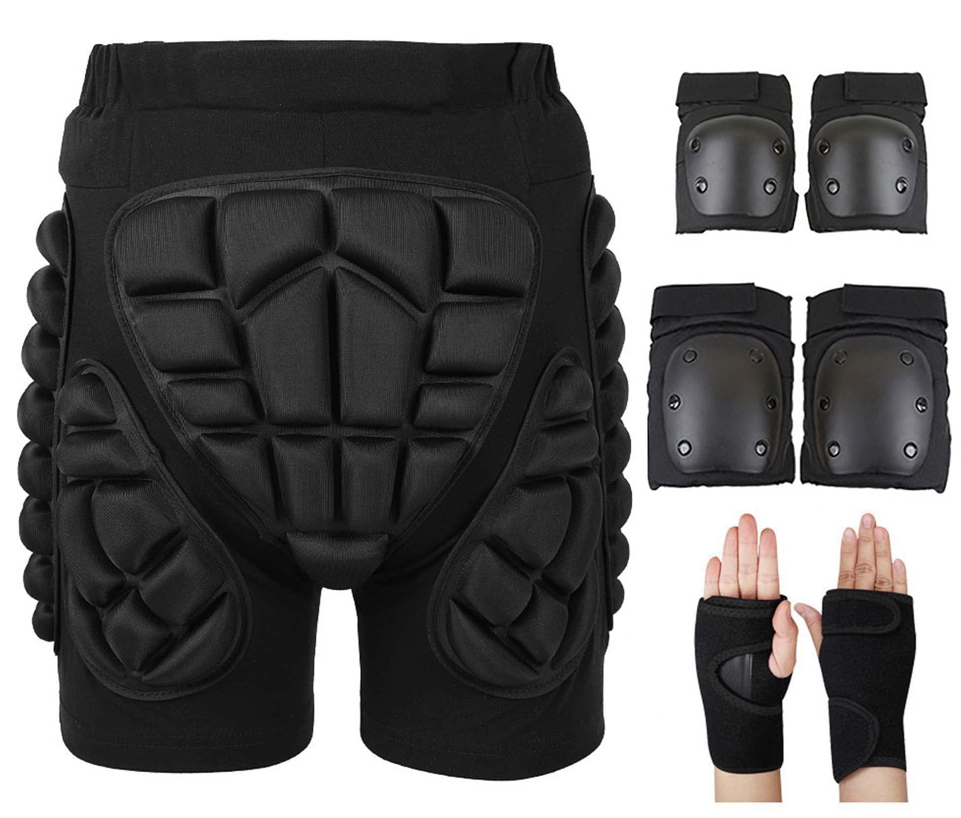 QDY Protective Padded Shorts for Snowboarding - Hip, Butt & Tailbone Protection for Men & Women - Impact Absorbing Wrist, Elbow & Knee Pads - Ideal for Snowboarders, Skiers & Extreme Sports Enthusiasts