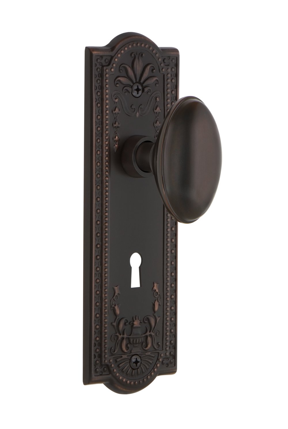 Vintage Bronze Homestead Door Knob with Keyhole - Nostalgic Warehouse Meadows Plate for Classic Home Decor | Perfect for Farmhouse, Cottage & Victorian Style Doors