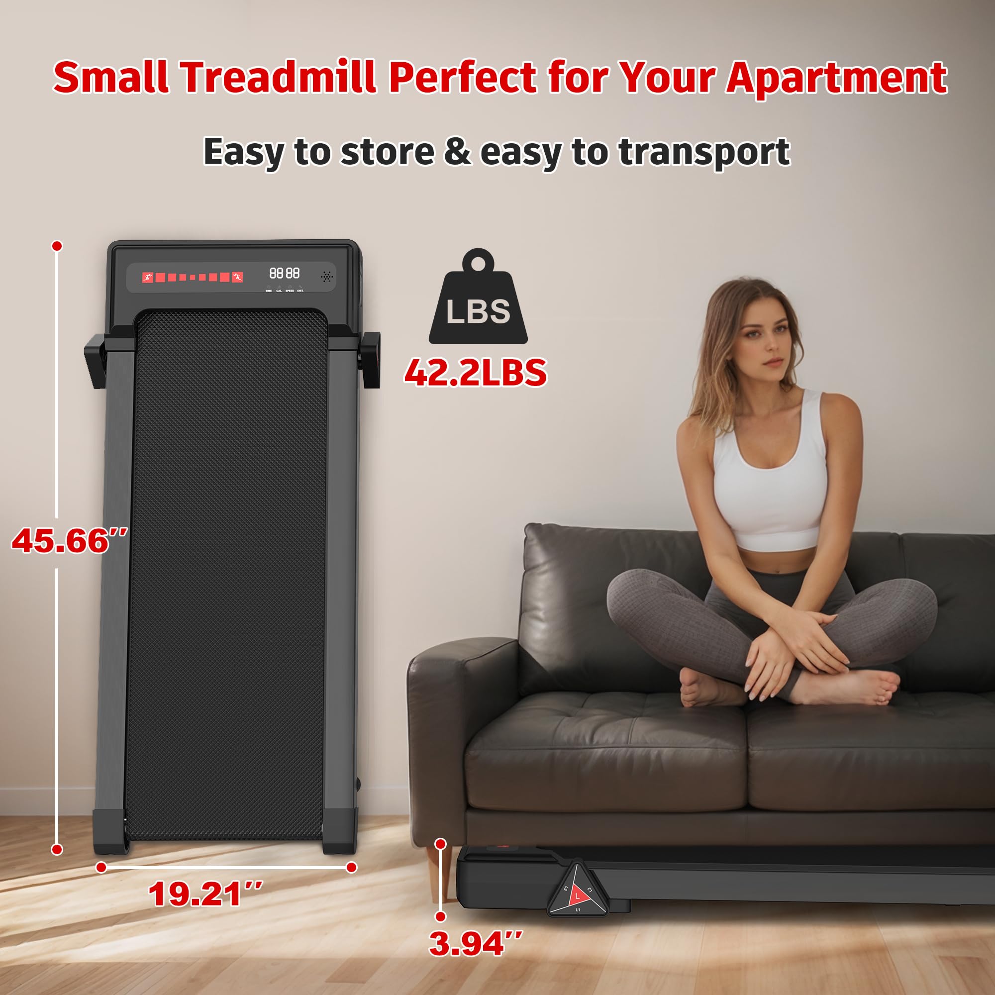 FYC Under Desk Treadmill - 2 in 1 Walking & Running Machine for Home Office, Portable Lightweight Treadmill with Incline, 265 LBS Capacity - Perfect for Small Spaces, Work from Home Fitness & Apartment Workouts