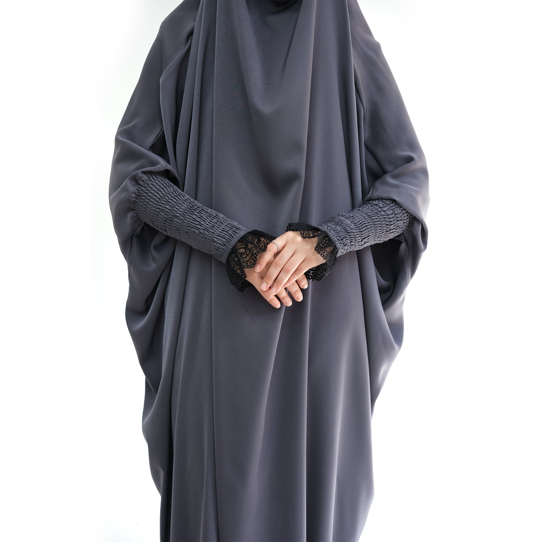 Marwa Satin Jilbab - Premium Slate Color Modest Muslim Scarf for Women | Perfect for Daily Wear, Prayer & Special Occasions