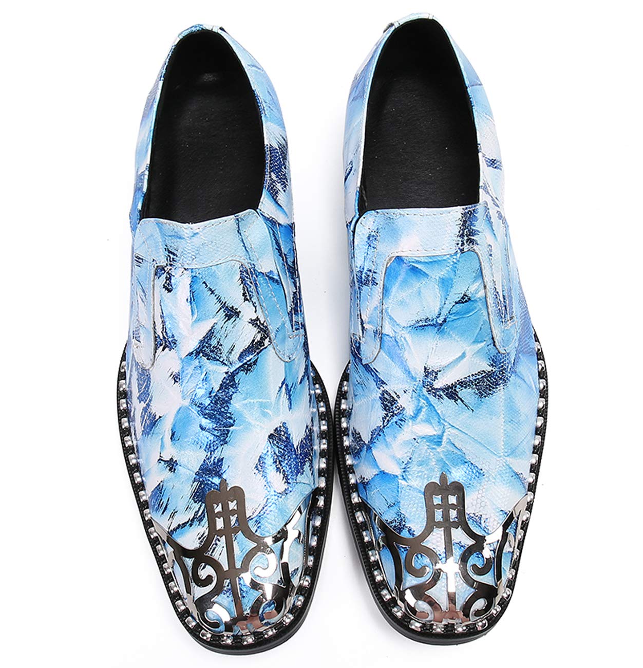 Santimon Men's Loafers - Round Toe Patent Leather Dress Shoes with Metal Tip | Western Style Slip-Ons for Business, Casual & Wedding Occasions