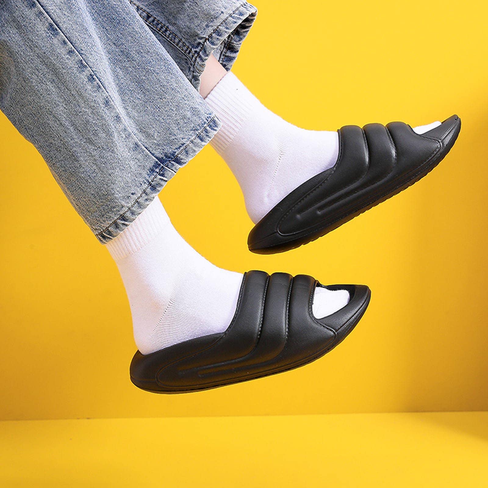 Oiangi Anti-Slip Slippers for Women & Men - Comfortable Open Toe Couple Slides Sandals with Solid Platform - Perfect for Beach, Pool, and Summer Casual Wear