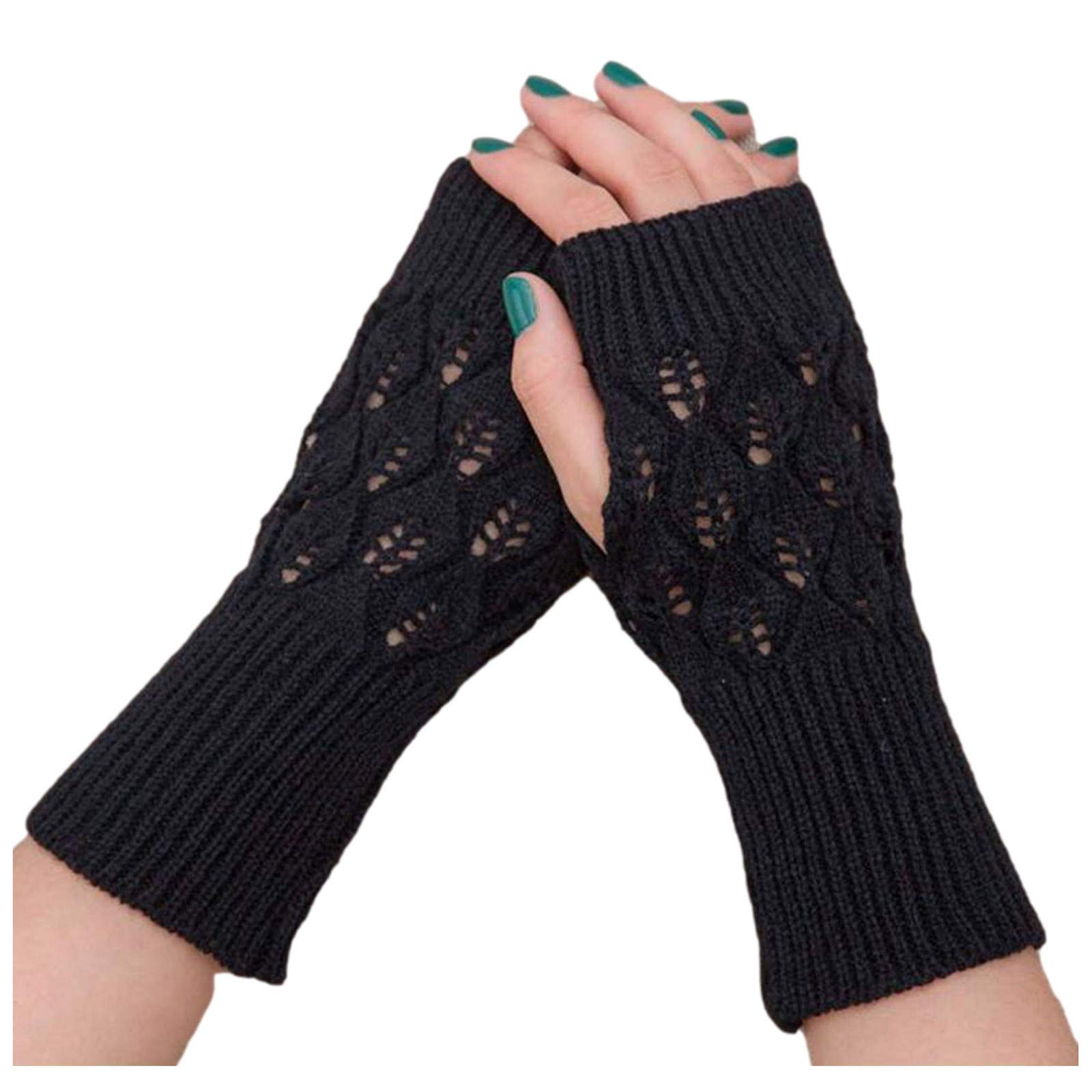 Women's Knit Fingerless Gloves - Soft Winter Knitted Mittens for Warmth & Comfort - Perfect for Outdoor Activities, Running, Hiking & Cold Weather Fashion