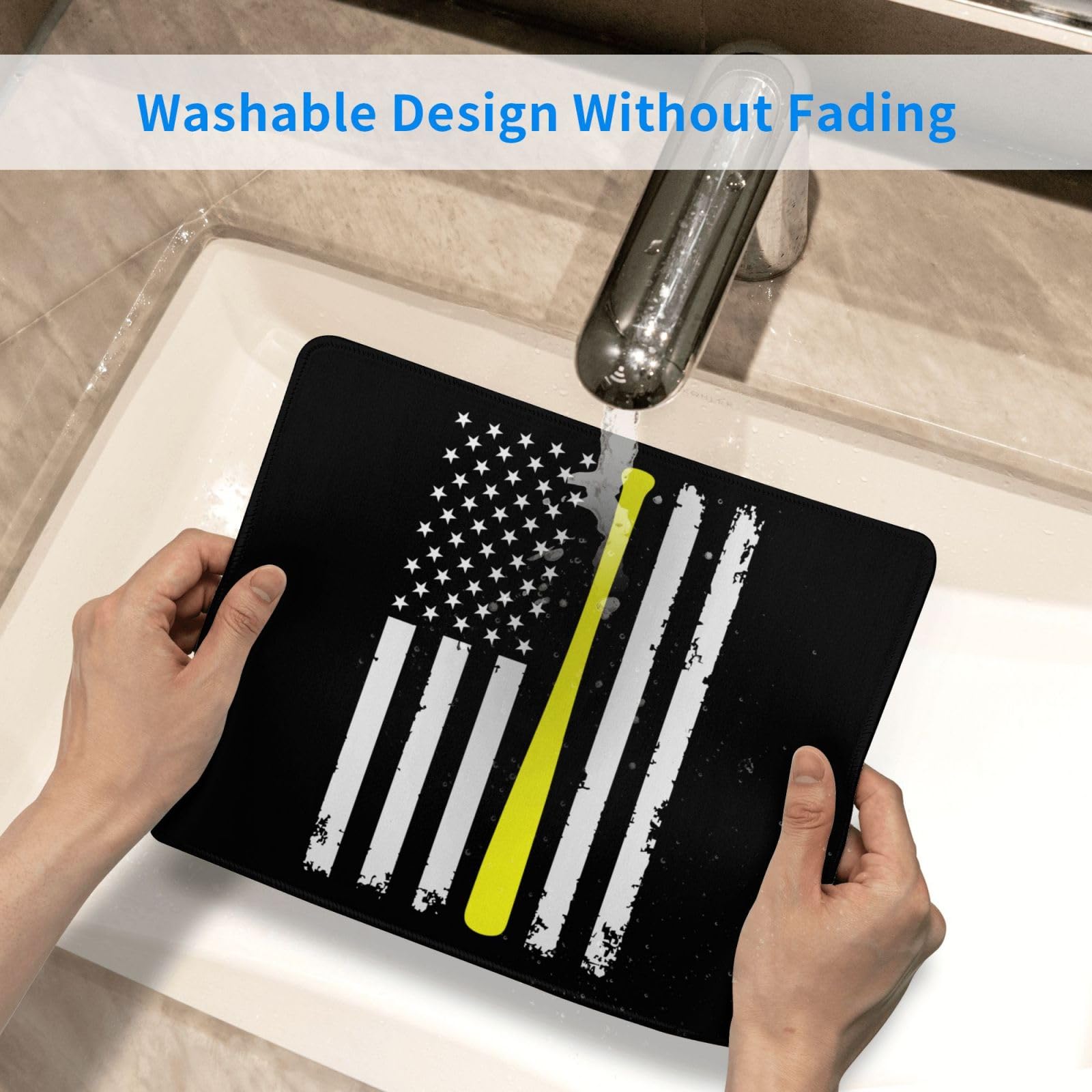 SIYTUAU USA Flag Baseball Design Mouse Pad - Waterproof, Non-Slip Rubber Base for Office & Gaming - 10x12 Inch Large Mousepad for Laptop & PC - Perfect for Work, Gaming & Patriotic Decor