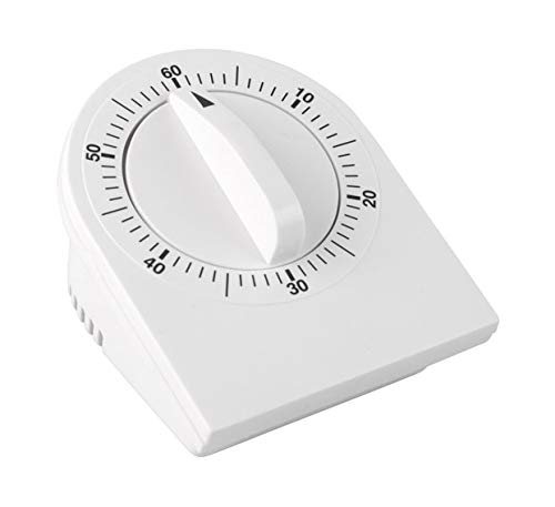 60 Minute Mechanical Wind Up Timer - White with Clear Markings & Loud Alarm | Kitchen, Classroom, Office, Workshop Timer for Cooking, Exams, Productivity