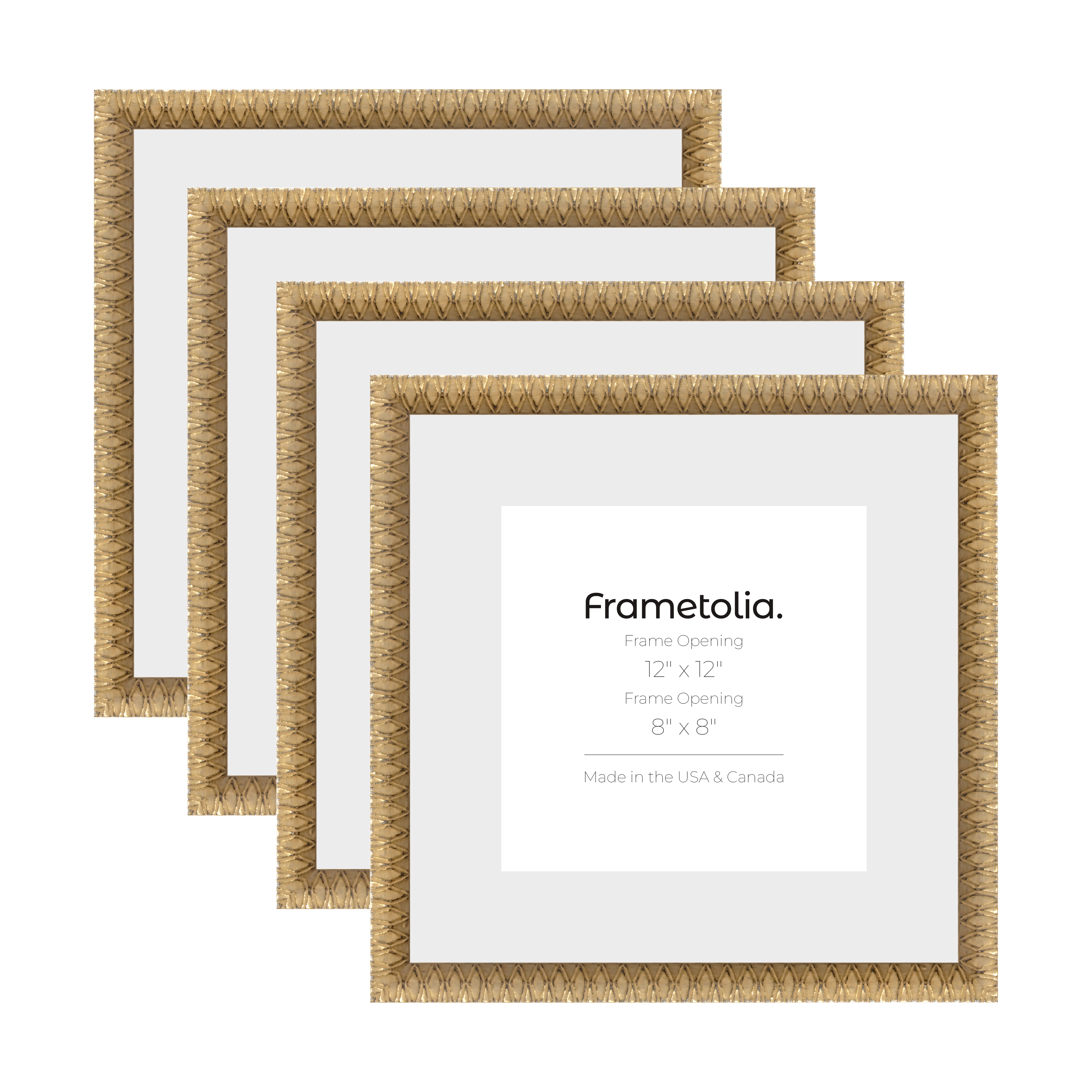 Art Deco Gold Wall Frames - Set of 4 (7/8 Inch Width) - Perfect for Living Room, Bedroom & Office Decor