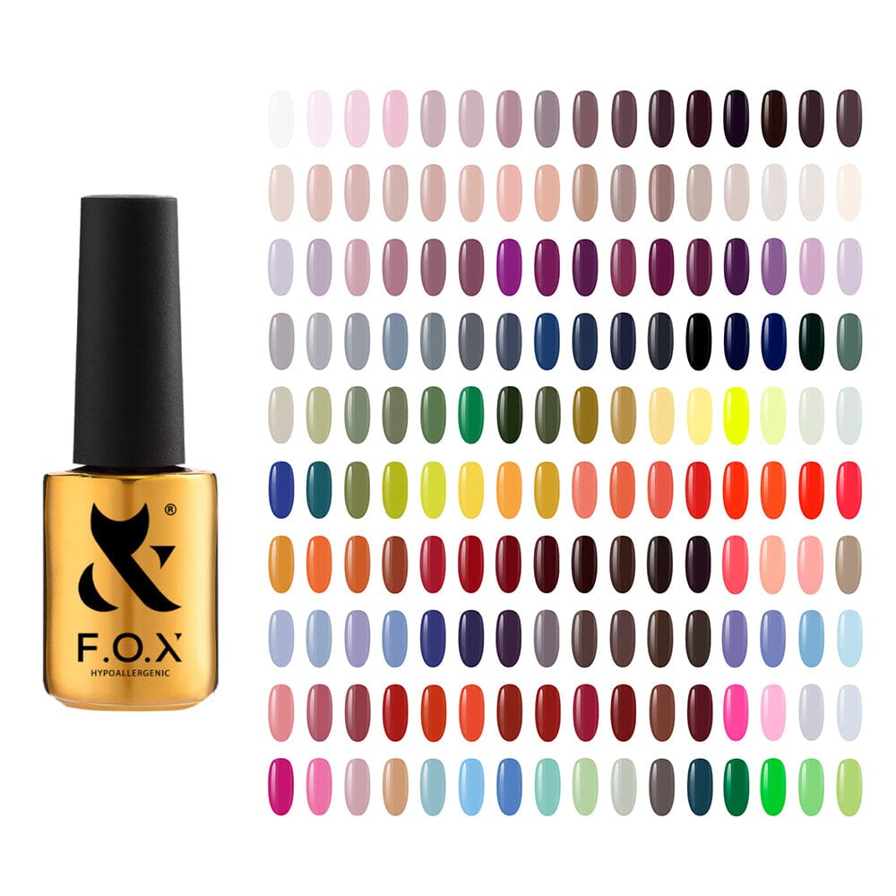 F.O.X Spectrum 001 160 - 7ml Nail Polish Set with Free False Nail Tips - Perfect for DIY Manicures, Nail Art & Salon Professionals
