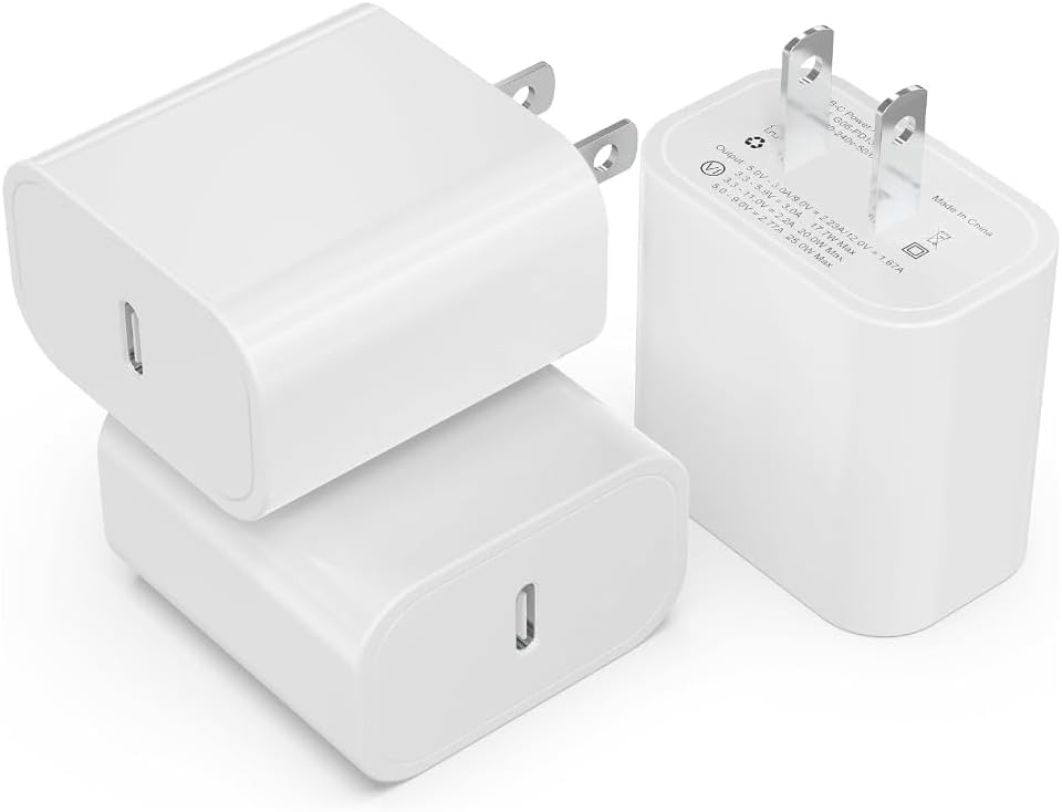 3-Pack Fast USB C Wall Charger Block - 30W PD Quick Charge for iPhone 15/14/13, Samsung Galaxy, iPad, Tablet & More | Perfect for Home, Office & Travel Charging