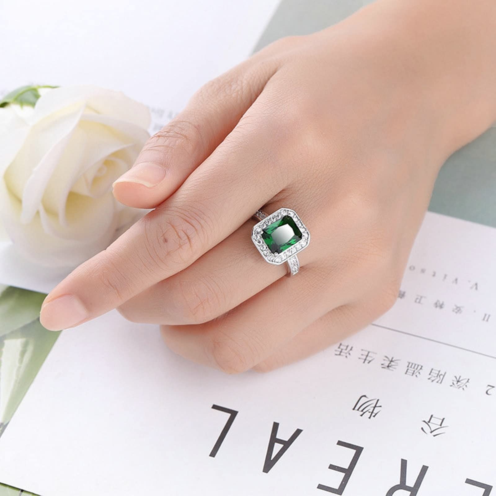 Elegant Rectangle Wedding Band for Women - Sterling Silver or Gold Plated Wedding Ring for Brides, Engagement, Anniversary & Special Occasions