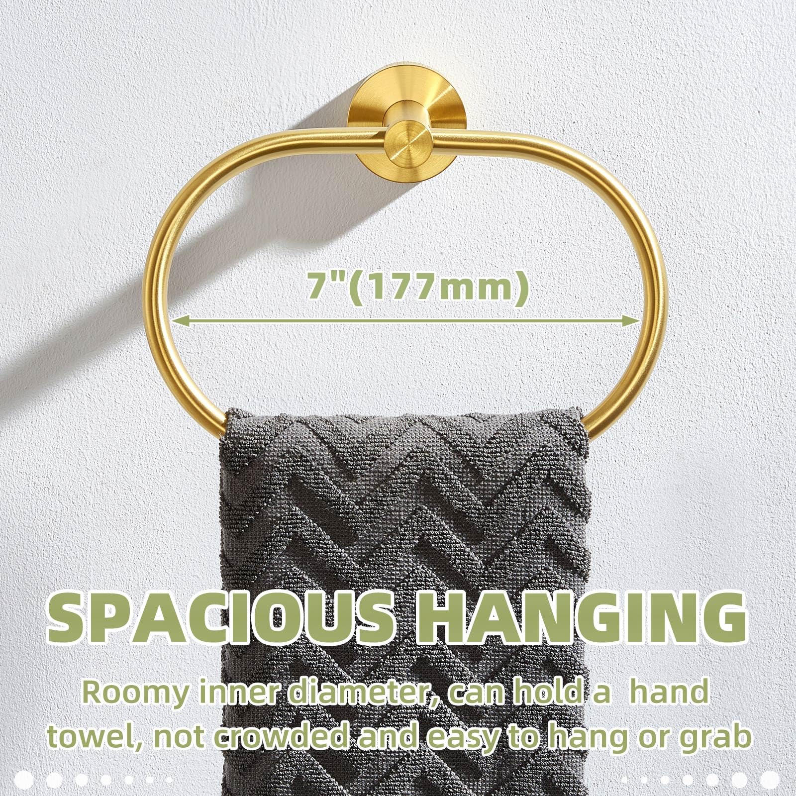 APLusee 304 Stainless Steel Swivel Hand Towel Holder - Brushed Gold Bath Towel Ring for Sink, Modern Bathroom Accessories - Perfect for Kitchen, Bathroom & Powder Room Organization