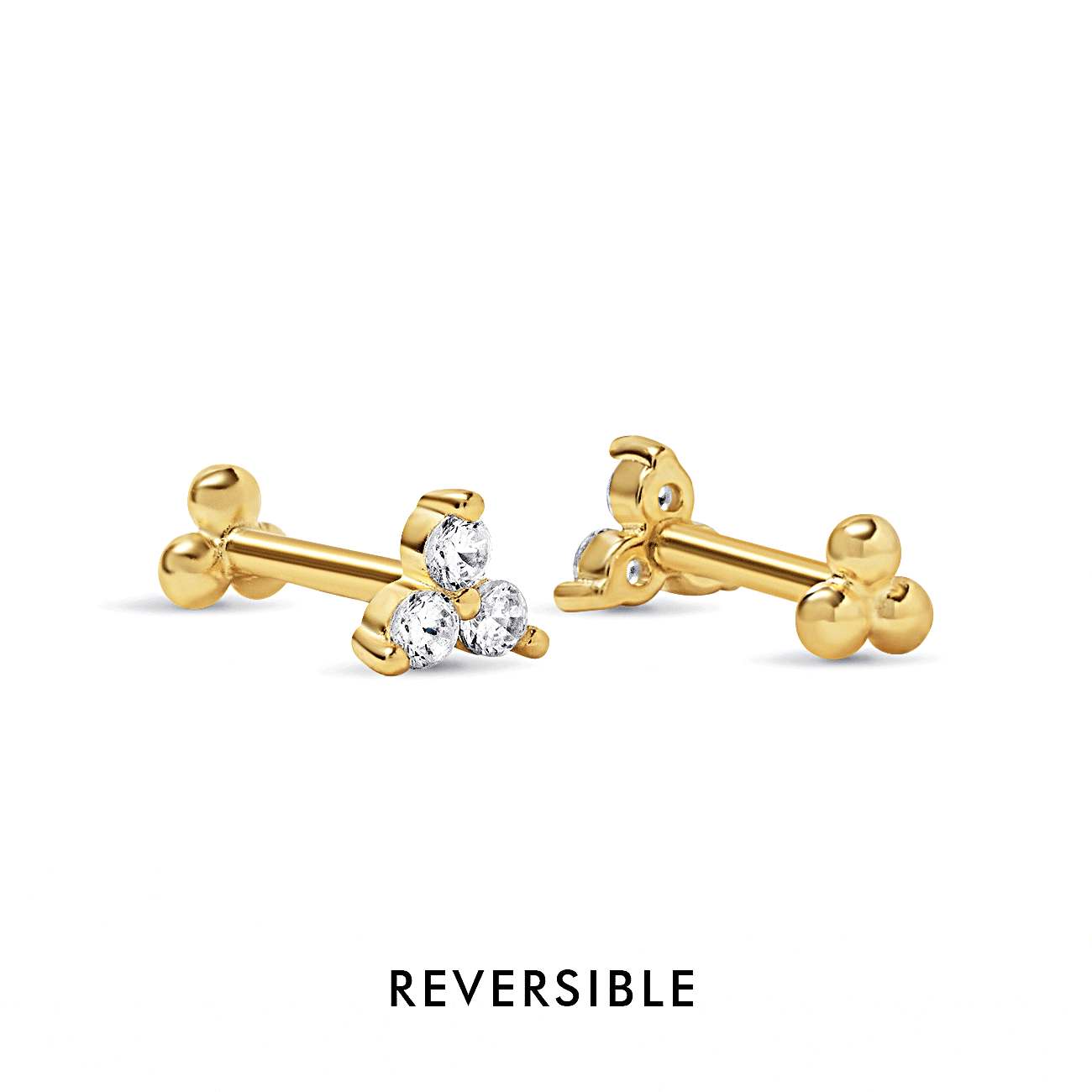 Trinity Beads & Gemstone Flat Back Stud Earrings for Women - Dainty Jewelry for Everyday Wear, Parties & Gifts