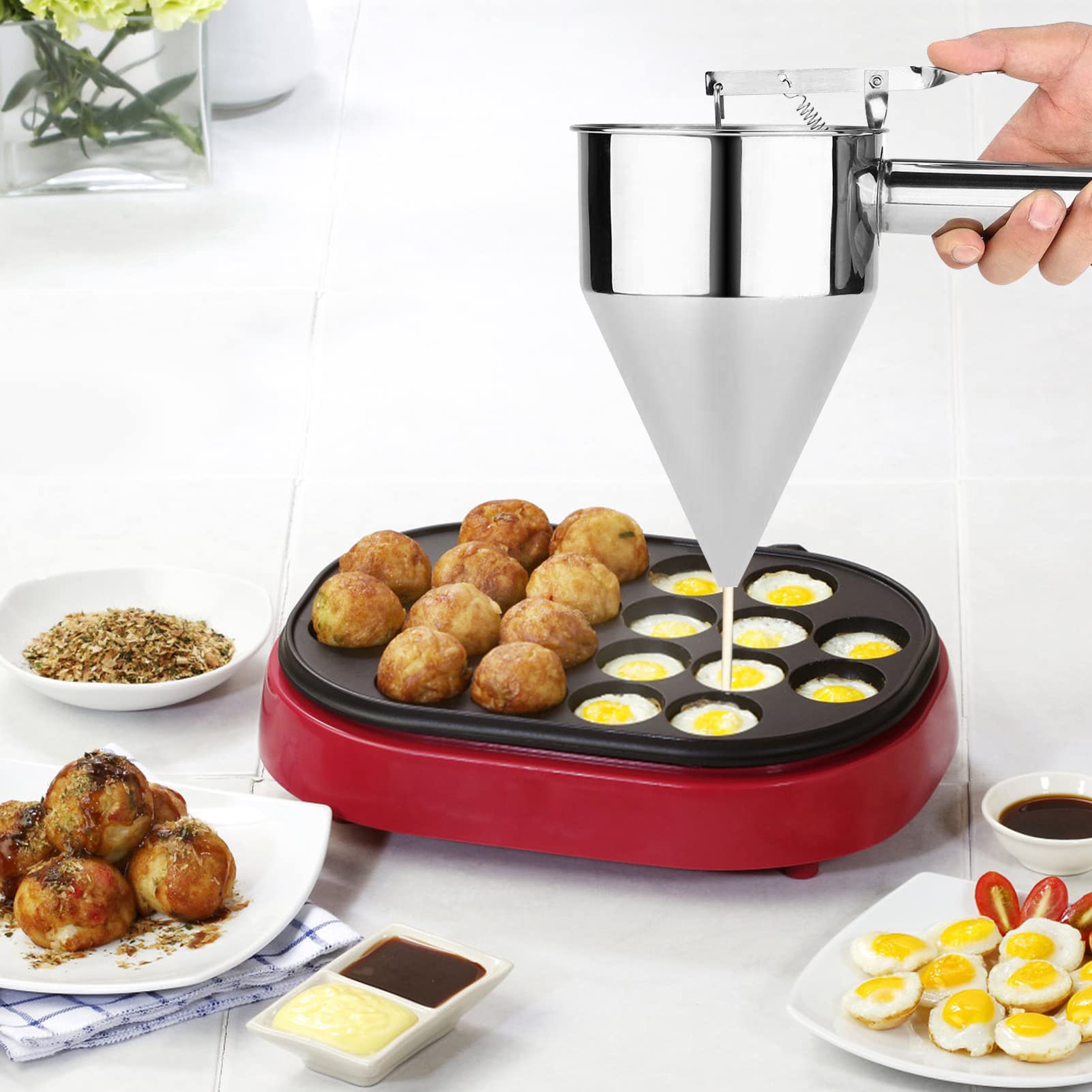 Premium Stainless Steel Conical Funnel - Kitchen Cooking Syrup Batter Dispenser for Baking, Cake Decorating, Desserts & Whipped Cream - Durable Shelf-Stable Funnel for Home & Professional Use