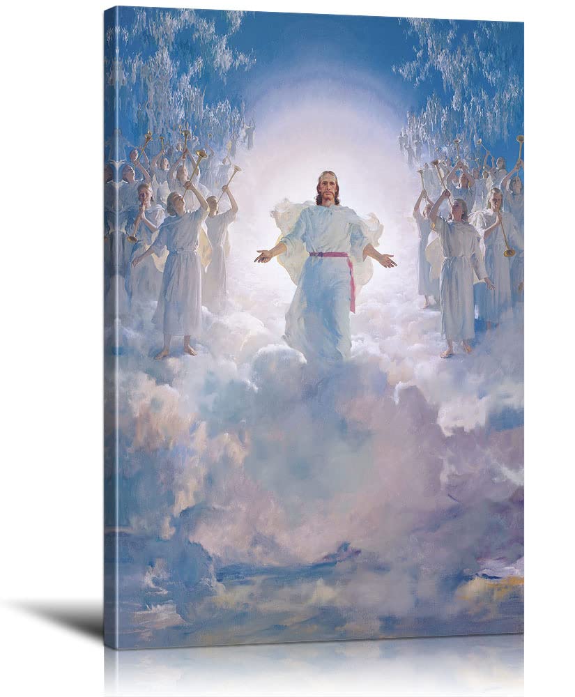 Modern Christian Wall Art - Jesus Second Coming Canvas Print - Religious Home Decor for Bedroom & Living Room - Inspirational Jesus Pictures (16''H x 24''W) - Perfect for Prayer Rooms, Church Gifts & Faith-Based Interior Design